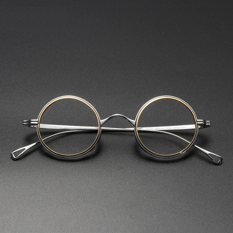 Stylish Unisex Black Titanium Round Full Rim Eyeglasses KM123 - Perfect for Work, Reading & Everyday Fashion