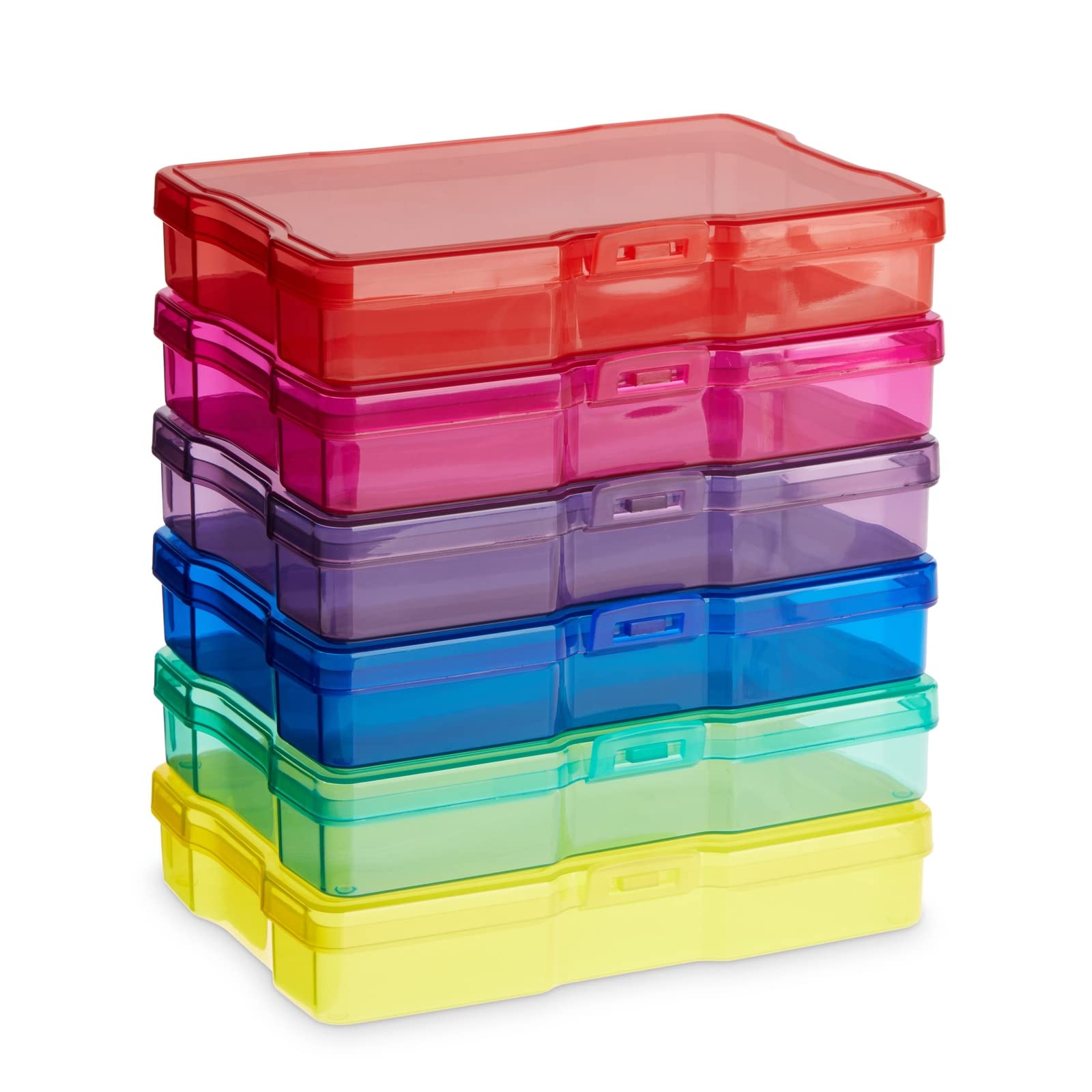 Paper Junkie 4 x 6 Inch Photo Storage Box Set - 6 Inner Cases & 1 Plastic Organizer Box for Stickers, Crafts, Seeds & Art Supplies | Perfect for Home, School & Classroom Organization | Compact Craft Storage Solution for Scrapbooking, Card Making & DIY Projects
