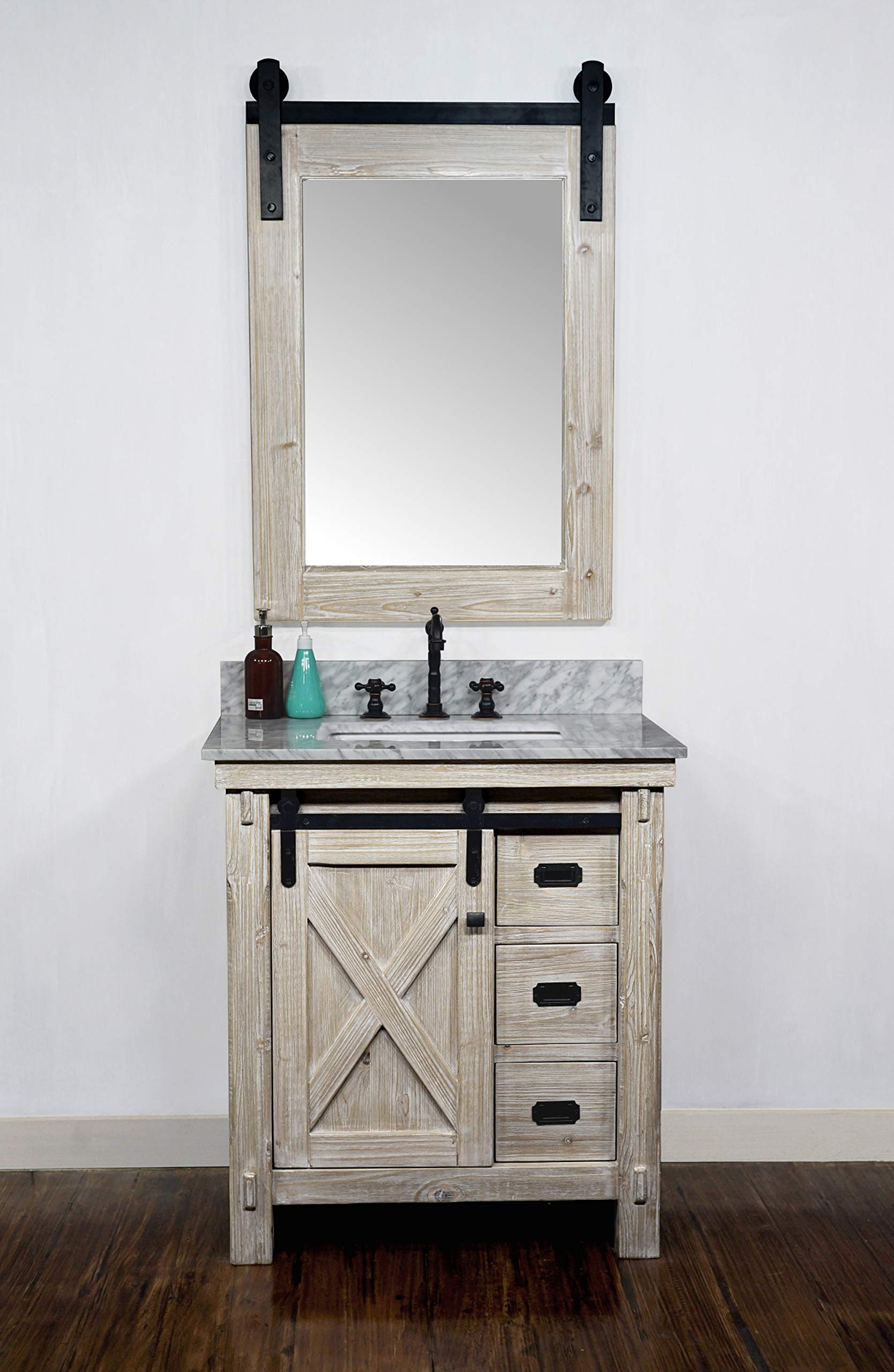 WK8530+CW SQ TOP Bathroom Vanity in Driftwood Finish - 2-Piece Set for Modern Bathroom Remodeling & Home Upgrade
