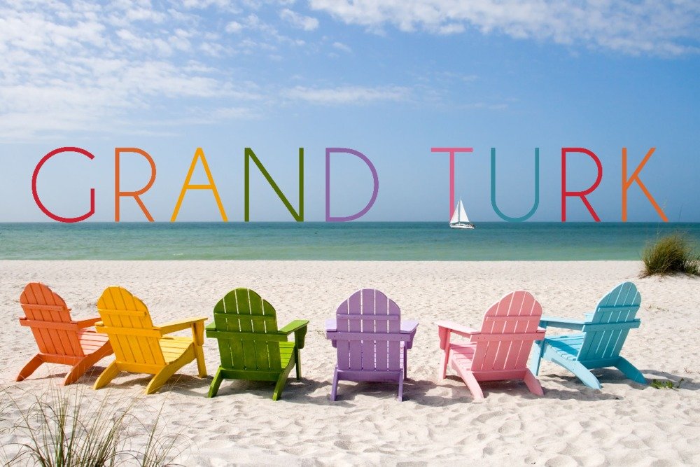 Grand Turk Colorful Beach Chairs - 12x18 Hand Signed Print Wall Art Poster for Coastal Home Decor | Perfect for Beach House, Living Room & Office Decoration
