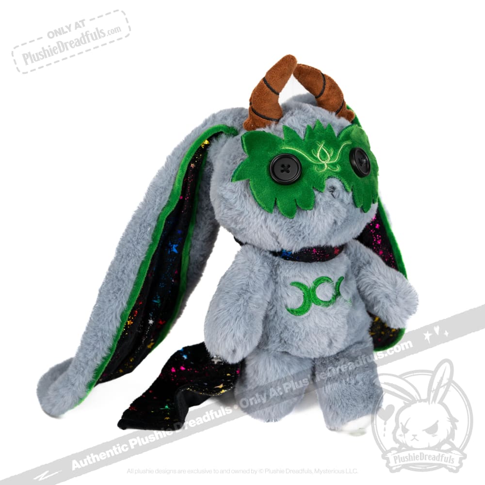 Plushie Dreadfuls Grey Witch Rabbit - Soft Stuffed Animal Toy for Halloween Decor, Gift for Kids & Collectors | Cute Bunny Plush for Bedroom, Nursery, and Party Decorations