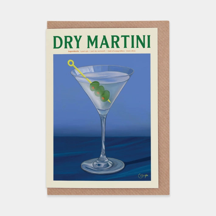 Dry Martini Greetings Card - Blank Inside for Custom Messages - Perfect for Cocktail Lovers, Birthday & Anniversary Celebrations