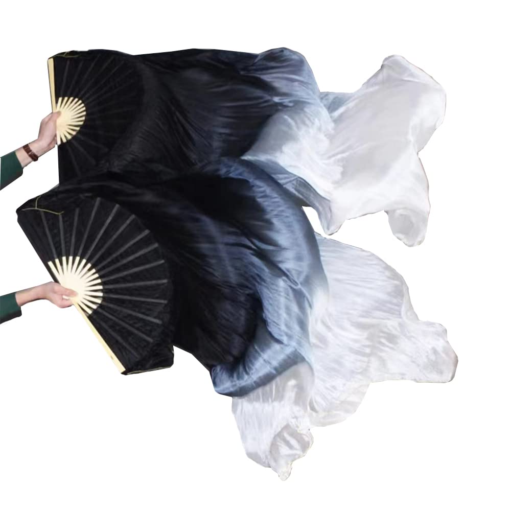 TMZAQH Women's Silk Belly Dance Fans - Pair of Long Folding Veil Fans (150cm x 90cm) for Professional Belly Dancing & Performance Costume Accessories | Perfect for Stage Shows, Dance Practice & Cultural Events