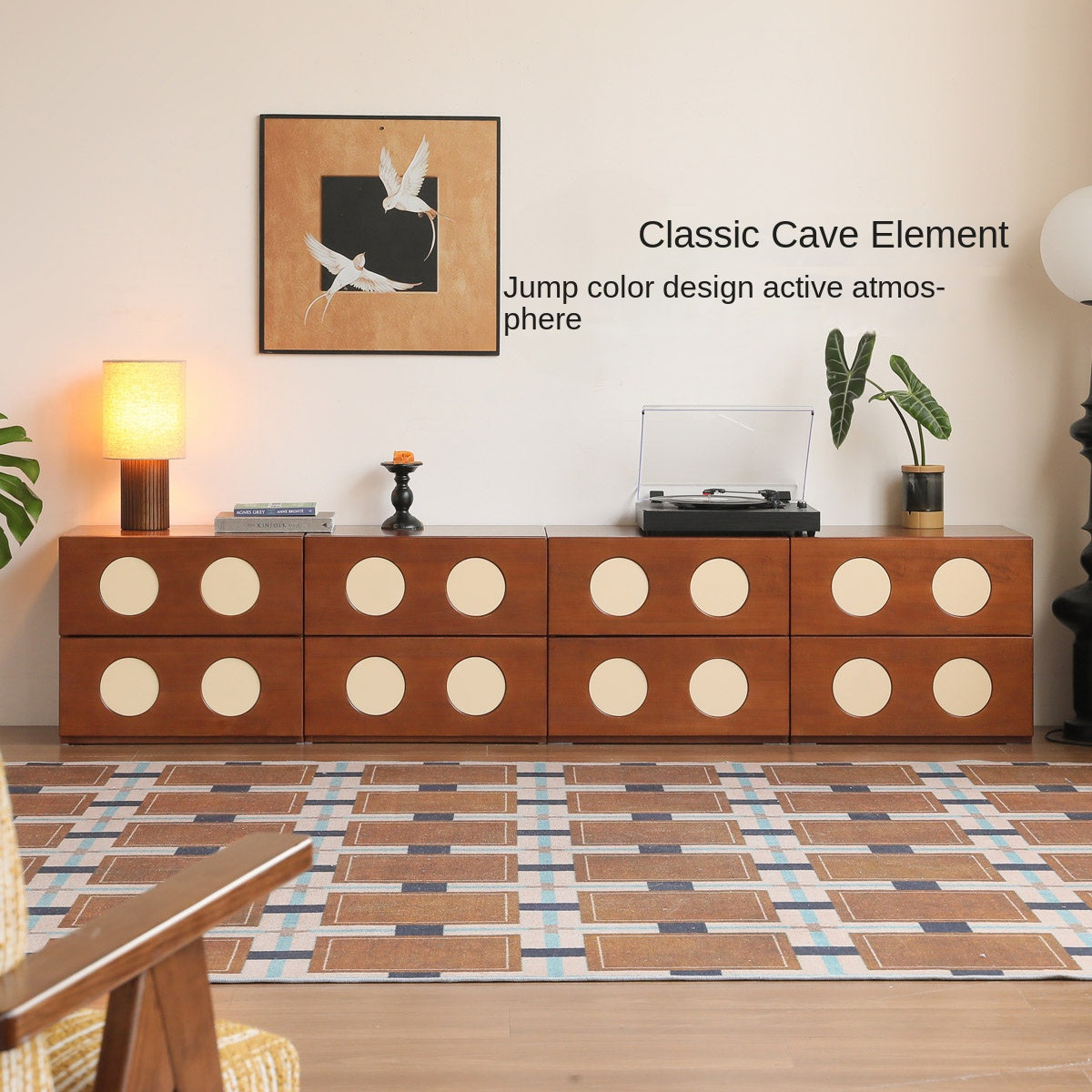 Solid Poplar Wood Modular TV Stand - Rustic Ancient Style Entertainment Center for Living Room, Home Theater & Media Storage
