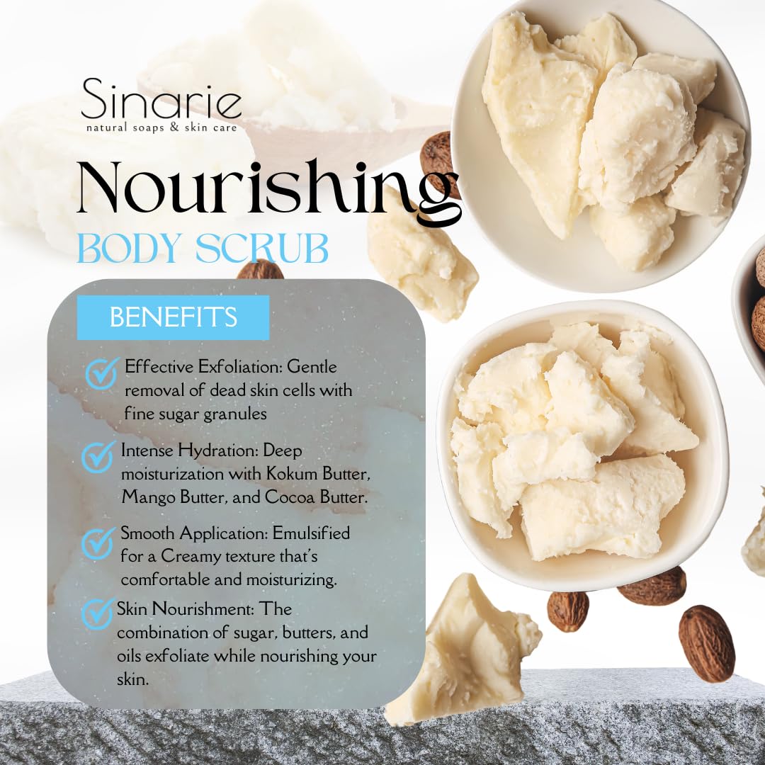 Brownie Batter Emulsified Body Scrub - 8 oz Moisturizing Exfoliator for Dry Skin, Sugar Scrub for Women & Men - Perfect for Spa Day, Self Care & Gift Giving