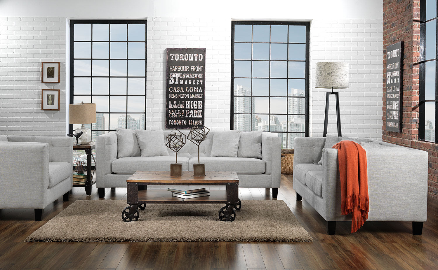 Astin Grey Sofa and Chair and a Half Set - Modern Living Room Furniture for Small Spaces | Perfect for Apartments, Condos & Cozy Homes