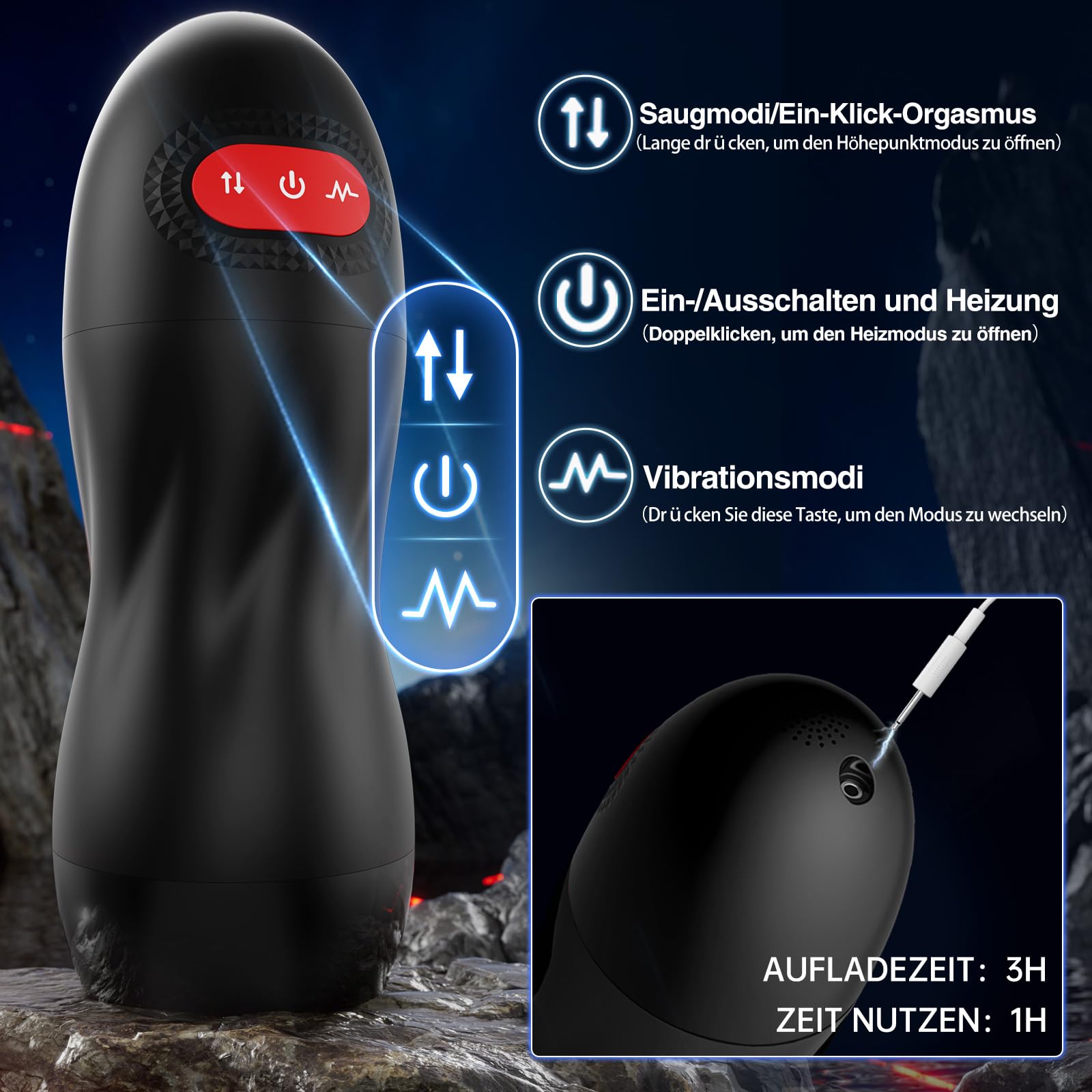 10-Speed Vibrating Male Masturbator with Heating & APP Control - 4-in-1 Rechargeable Penis Sleeve for Men - Perfect for Solo Play, Couples Fun & Discreet Pleasure at Home