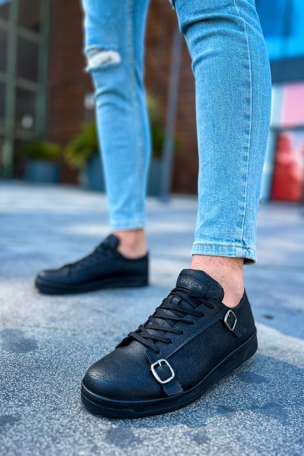 CH191 CST Side Buckle Men's Shoes Black - Stylish Casual Footwear for Outdoor Activities & Daily Wear
