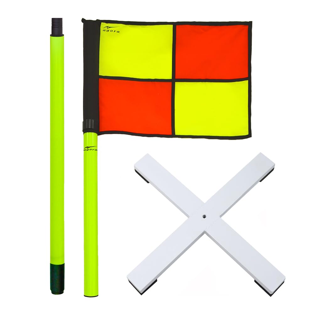 AGORA Pro Line Soccer Corner Flags for Indoor and Turf Fields - Set of 4 - Perfect for Training, Matches, and Youth Games