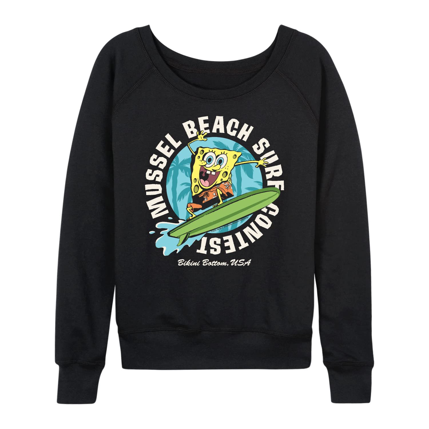 SpongeBob SquarePants Women's Lightweight French Terry Pullover Hoodie - Soft Casual Sweatshirt for Women - Perfect for Beach Outings, Lounge Wear & Cartoon Fans