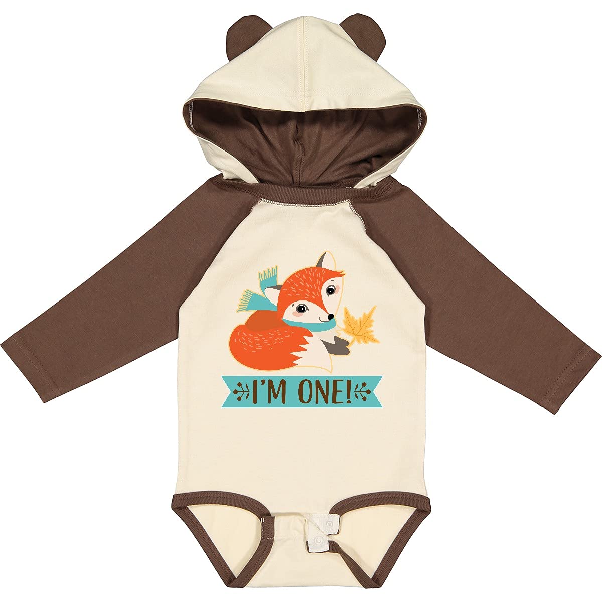 Inktastic 1st Birthday Woodland Fox 1 Year Old Baby Long Sleeve Creeper - Perfect for Birthday Photos, Baby Showers & First Year Milestones