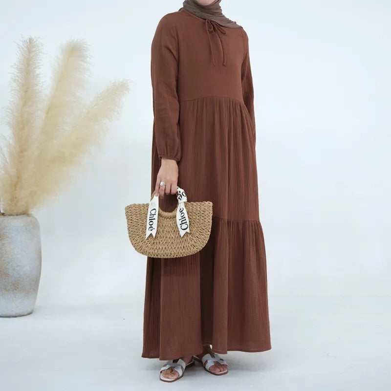 Modest Muslim Women's Winter Abaya Dress - Long Sleeve Loose Fit Prayer Dress for Hijab Fashion, Fall & Winter Wear - Perfect for Mosque, Prayer, and Special Occasions