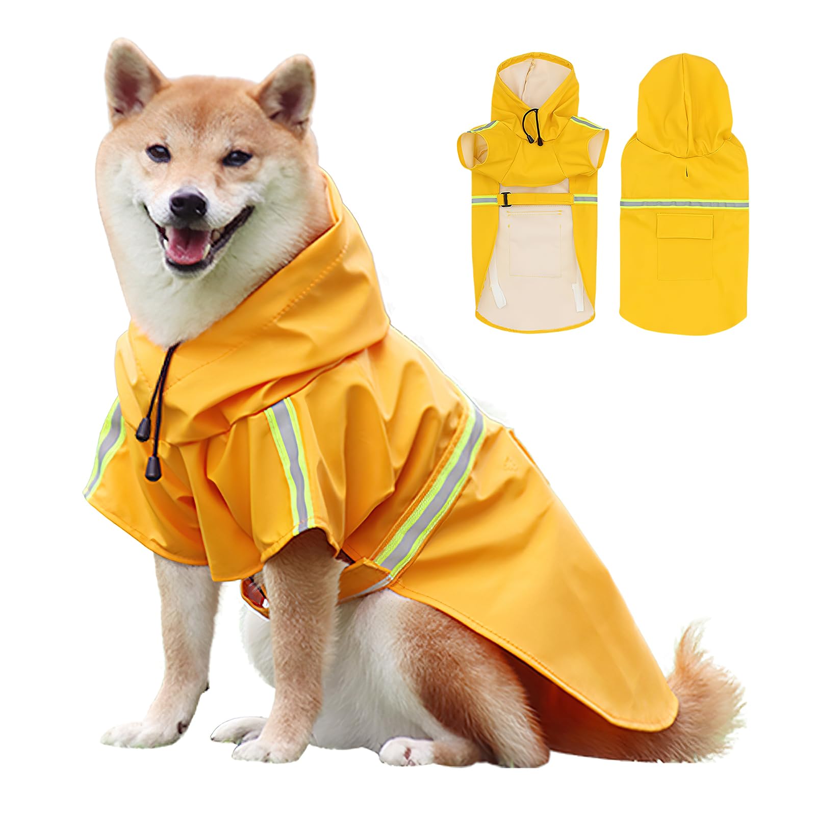 Waterproof Reflective Dog Raincoat 2XL for Large Breeds - Adjustable Hood & Full Coverage Pet Rain Jacket for Walking, Hiking & Outdoor Adventures