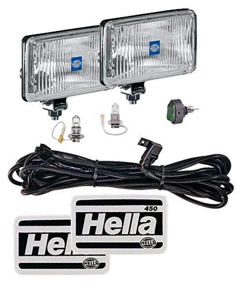 HELLA 005860601 450 FOG LAMP KIT - Clear Lens H3 12V SAE/ECE Compatible with Various Vehicles - Perfect for Night Driving & Off-Road Adventures