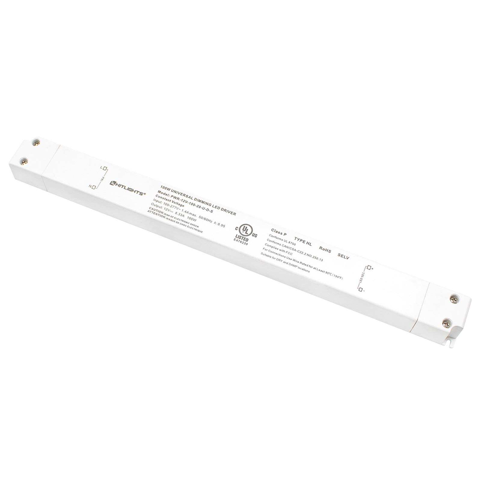 100W Dimmable LED Driver Transformer - 100-277V AC to 12V DC Power Supply, 8.3A, Compatible with Lutron & Leviton Dimmers - UL Listed for LED Strip Lights & Constant Voltage Projects - Perfect for Home Lighting, Under Cabinet Lights, and Commercial LED Installations