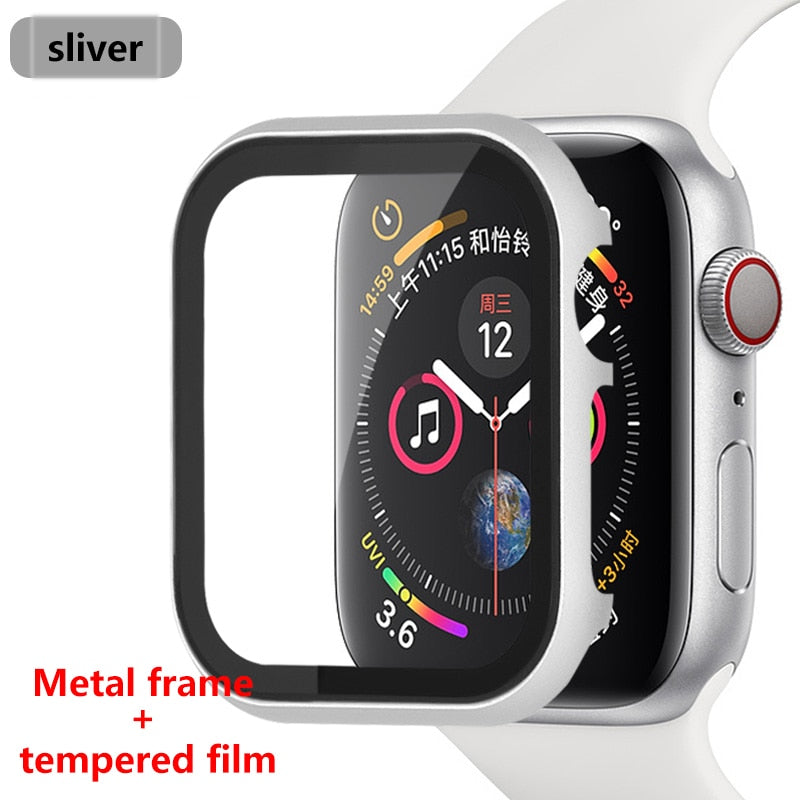 Premium Glass & Metal Frame Case for Apple Watch Series 6 - Slim Protective Cover for Workouts, Business & Everyday Use