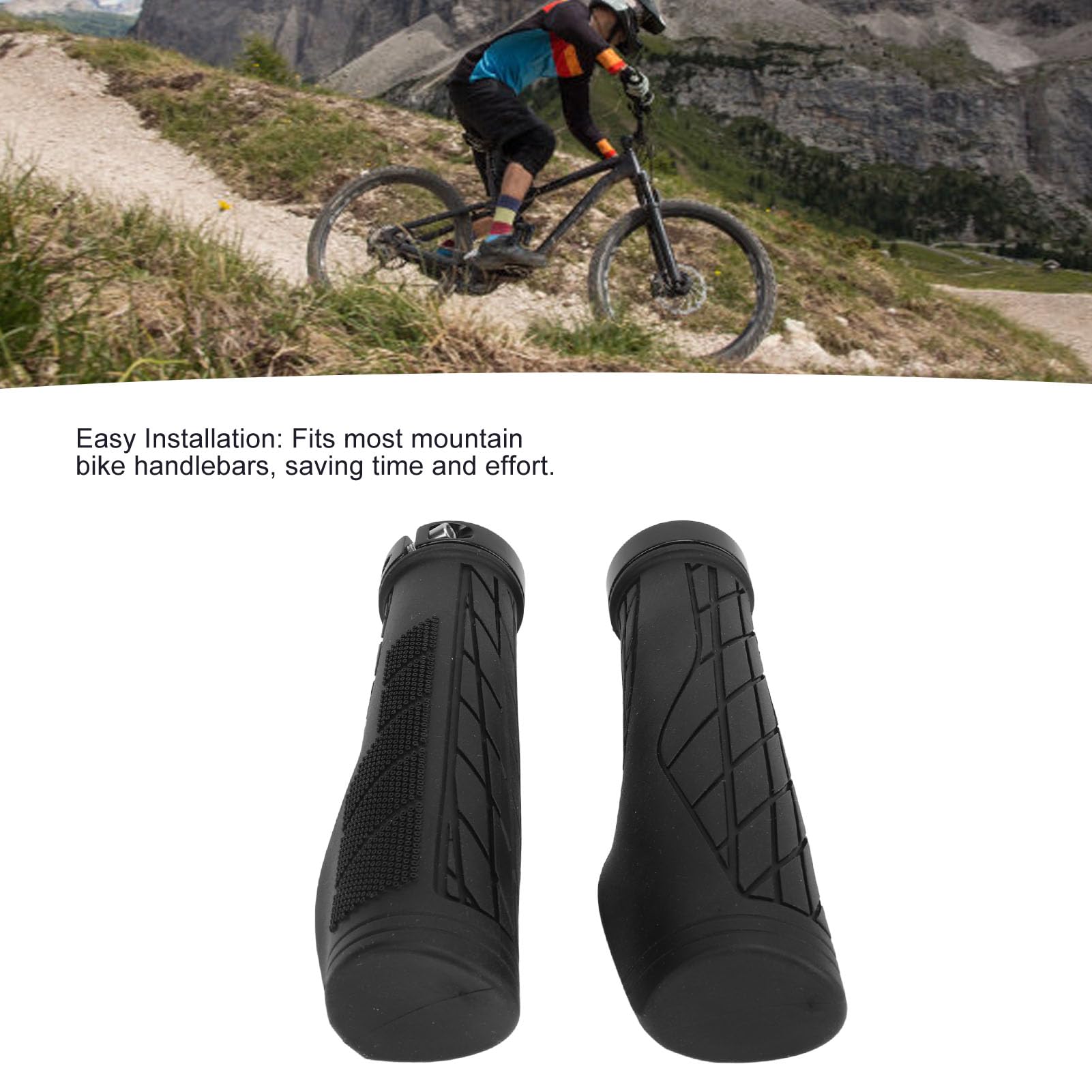 1 Pair Anti-Slip Bike Handlebar Grips - Ergonomic Replacement Grips for Bicycles, Scooters & Mountain Bikes (MTB) - Easy Installation, Durable Black Rubber - Perfect for Commuting, Off-Road Cycling & Urban Riding