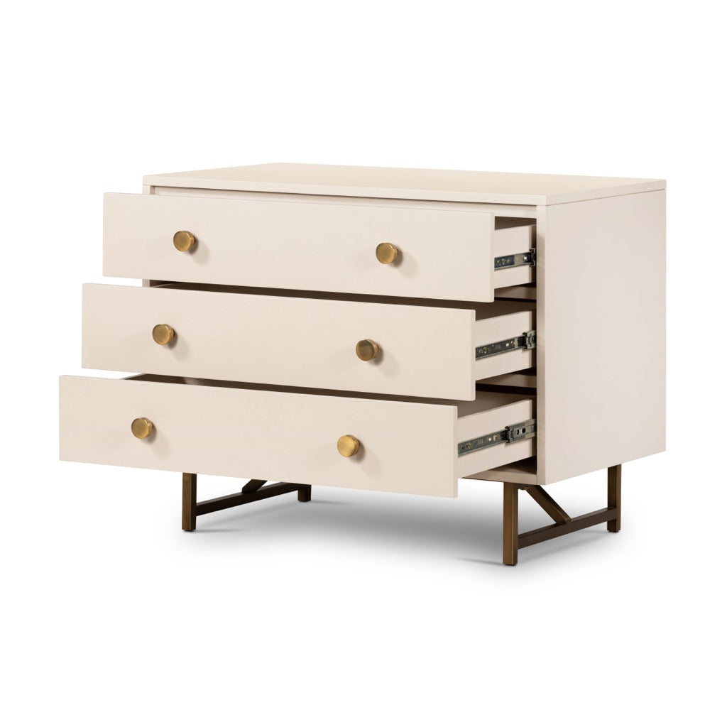 Modern Van Rectangular Nightstand in Alabaster White - Stylish Bedside Table for Bedroom, Living Room, or Office Decor