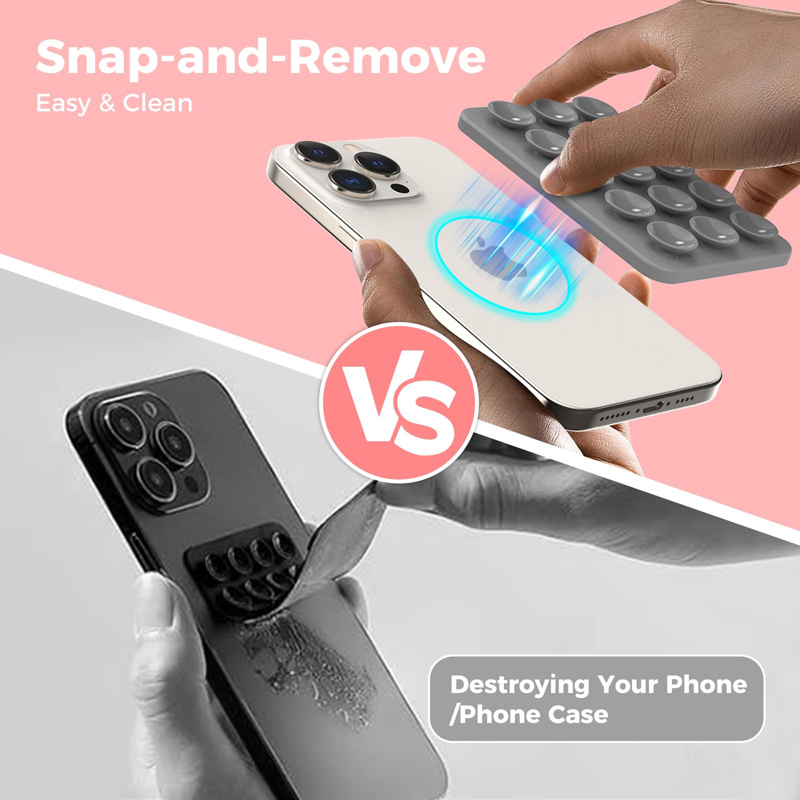 AHASTYLE Magnetic Silicone Suction Phone Case Stand for iPhone 16/15/14/13/12 Series - MagSafe Compatible Shower Phone Holder with Mirror for TikTok Videos, Selfies & Hands-Free Viewing (Perfect for Bathroom, Kitchen & Car Use)