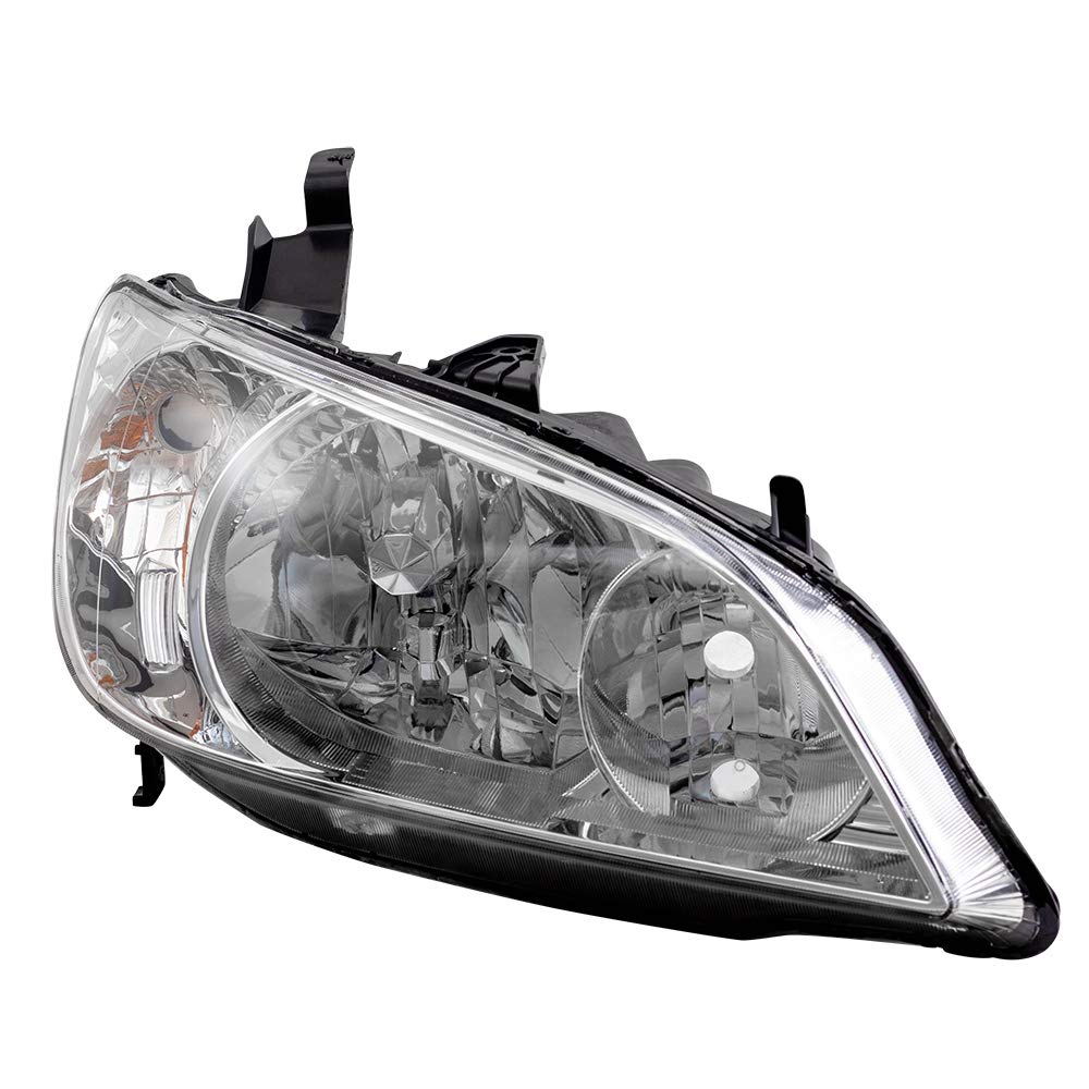 Brock Replacement Halogen Headlights for 2004-2005 Honda Civic - Driver & Passenger Side Headlamps (33151-S5A-A51, 33101-S5A-A51) - Perfect for Night Driving & Road Safety