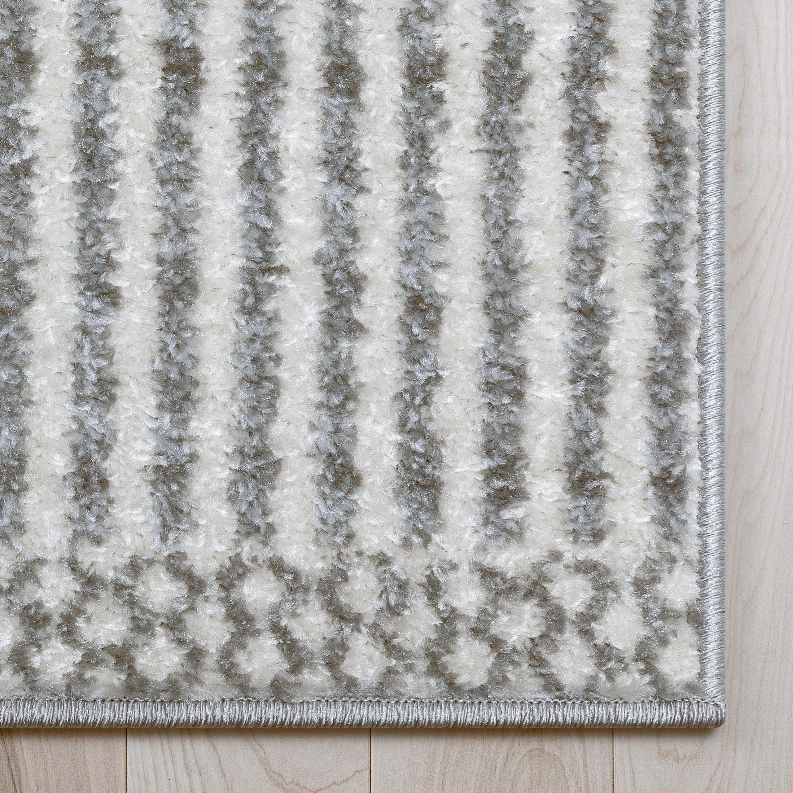 Well Woven Athena Luxury Living Room Grey Striped 7'10