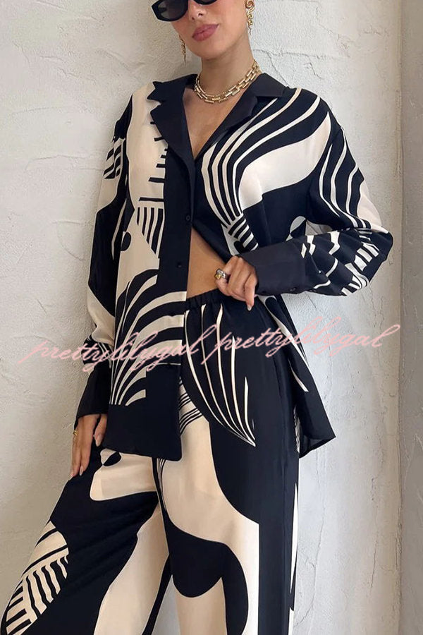 Stylish Weekend Escape Print Contrast Trim Blouse - Trendy Women's Top for Casual Outings & Date Nights