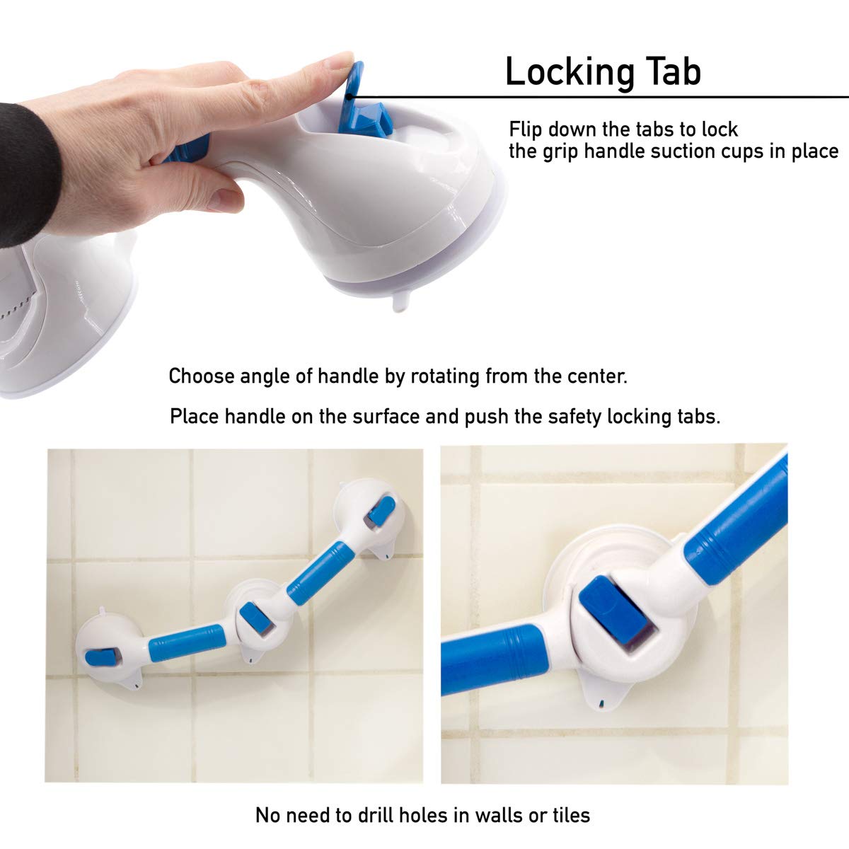 Bulk Super Grip Bath Handle - Non-Slip Shower Safety Bar for Elderly & Disabled - Perfect for Bathtub, Shower, and Bathroom Safety