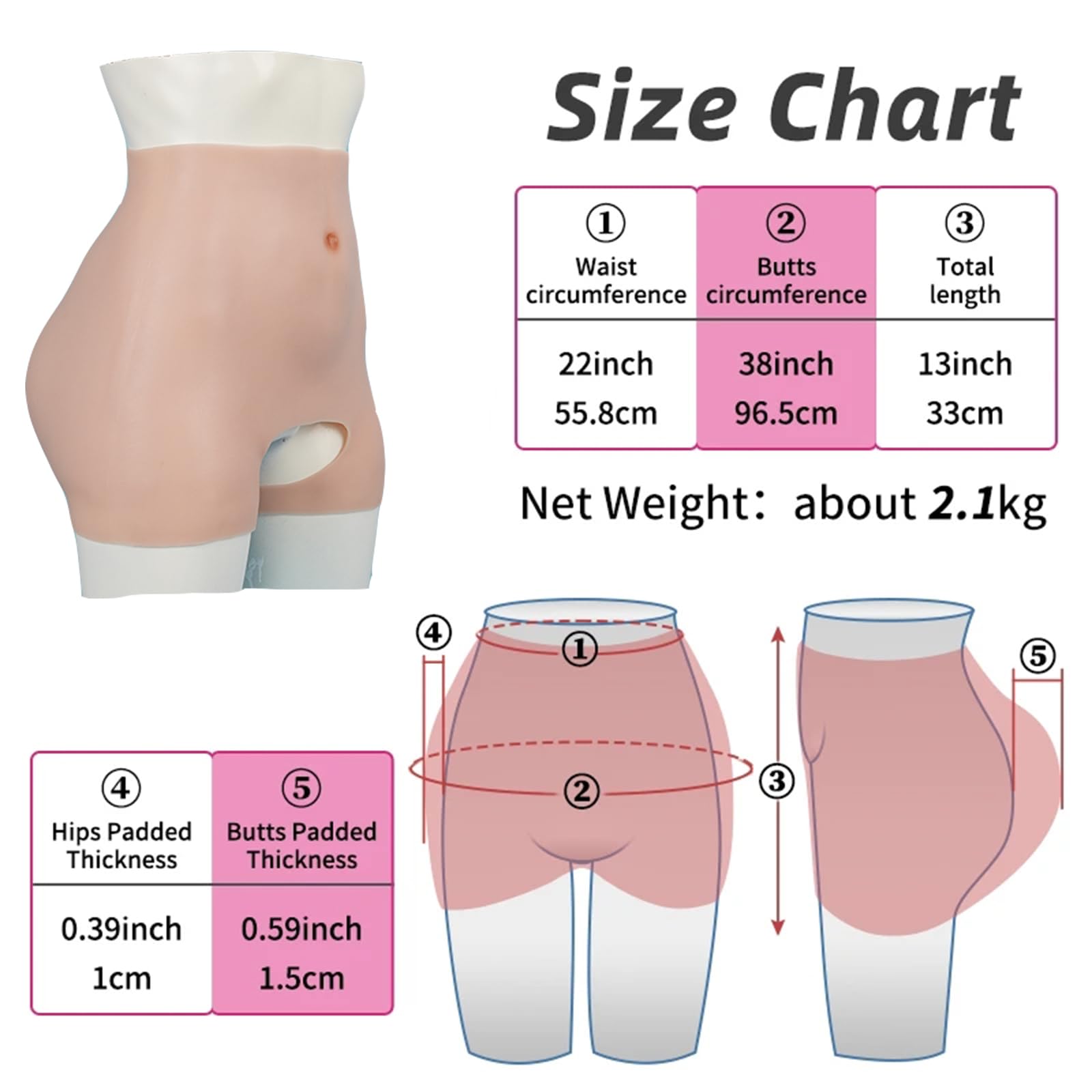 Premium Silicone Hip Enhancer Shapewear - Butt Lifting Push Up Panties for Transgender Women & Crossdressers - Fake Hips Padded Underwear for Daily Wear & Special Occasions