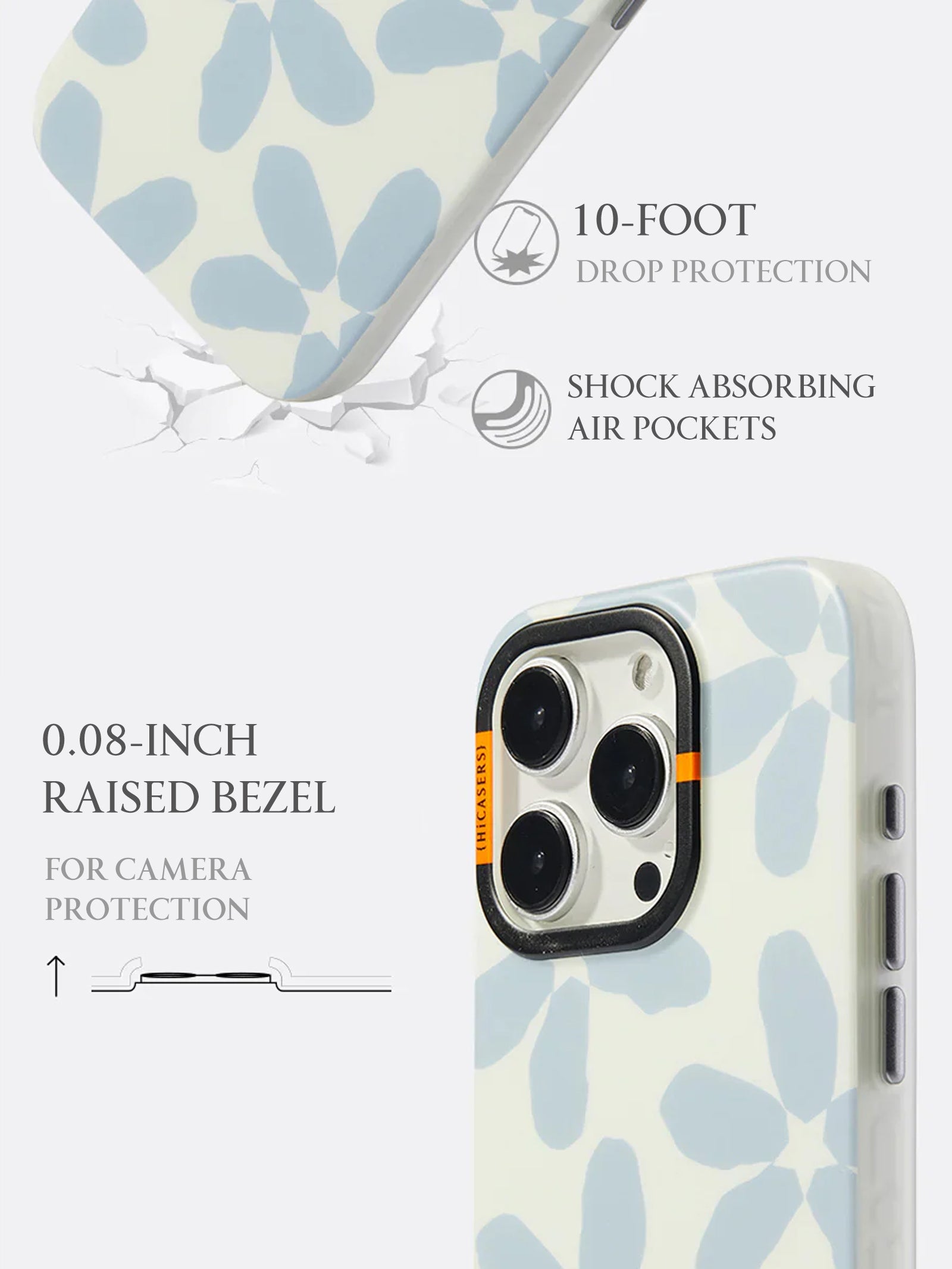 Starry Blossom Soft Blue Phone Case - Cute Floral Design Protective Cover for iPhone & Samsung - Perfect for Everyday Use, Travel & Gifting