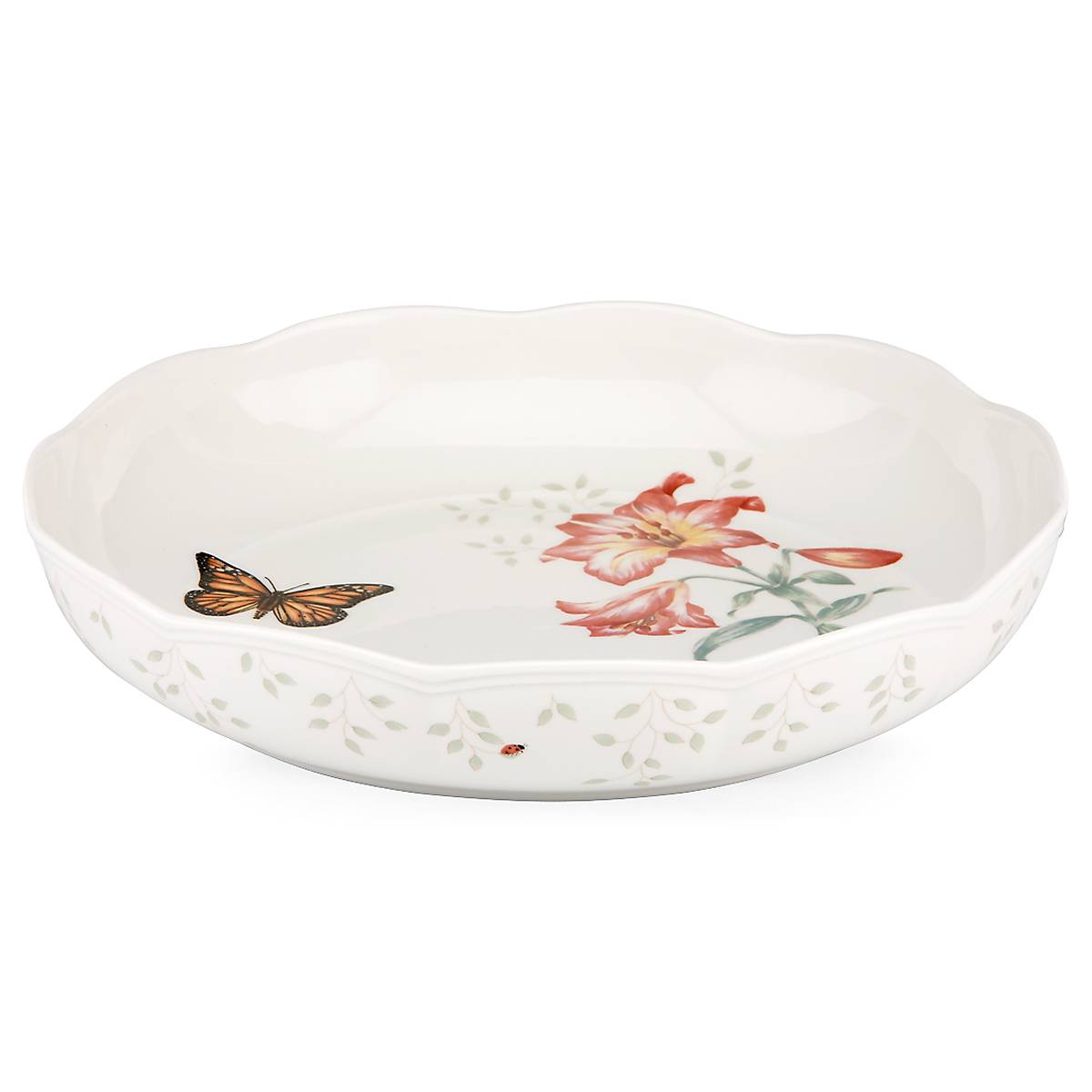 Butterfly Meadow Low Serving Bowl - Elegant Ceramic Salad Bowl for Entertaining, Dining & Home Decor - Perfect for Parties, Family Gatherings & Everyday Use