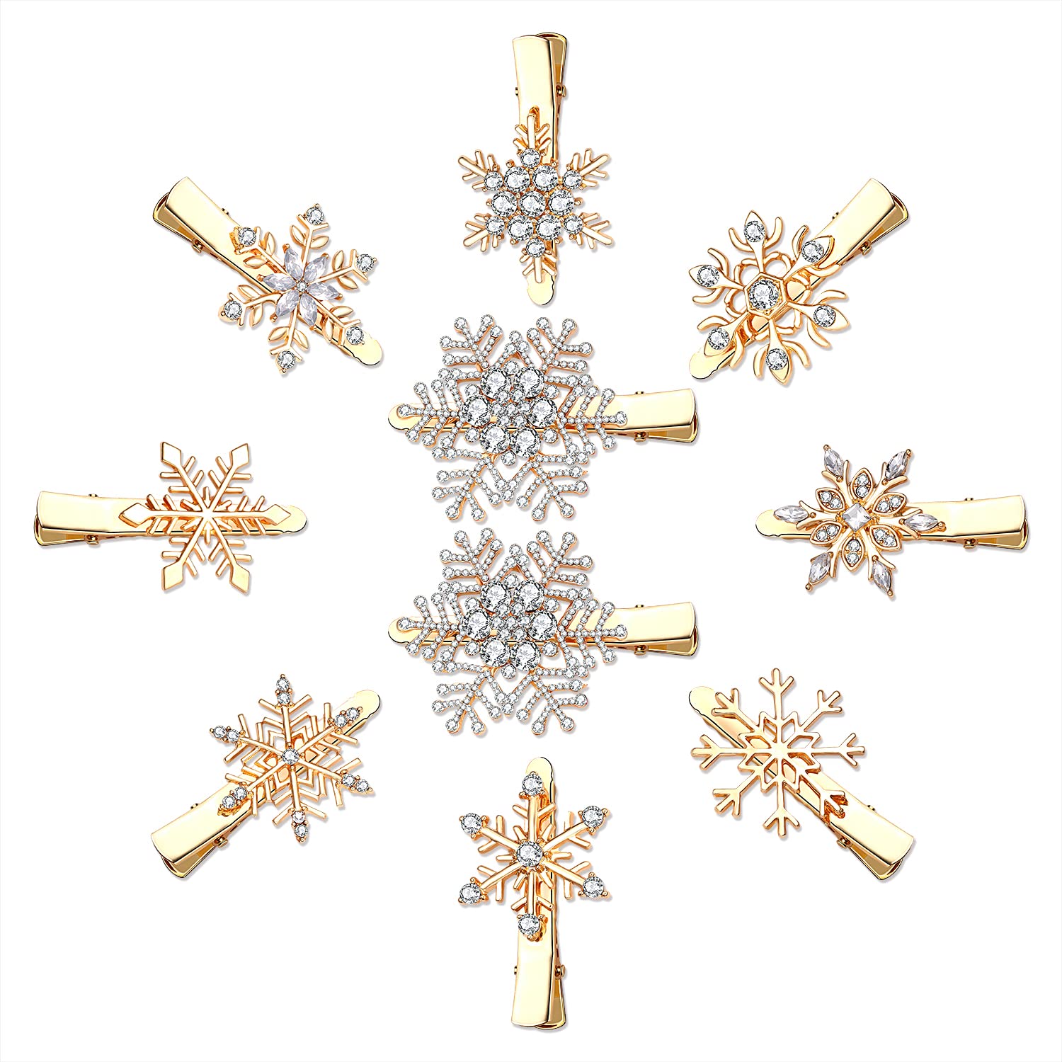 10 Pack Christmas Snowflake Hair Clips for Women & Girls - Sparkling Rhinestone Winter Hair Accessories for Holidays, Weddings & Bridal Gifts (Perfect for Christmas Parties, Winter Festivals & Special Occasions)