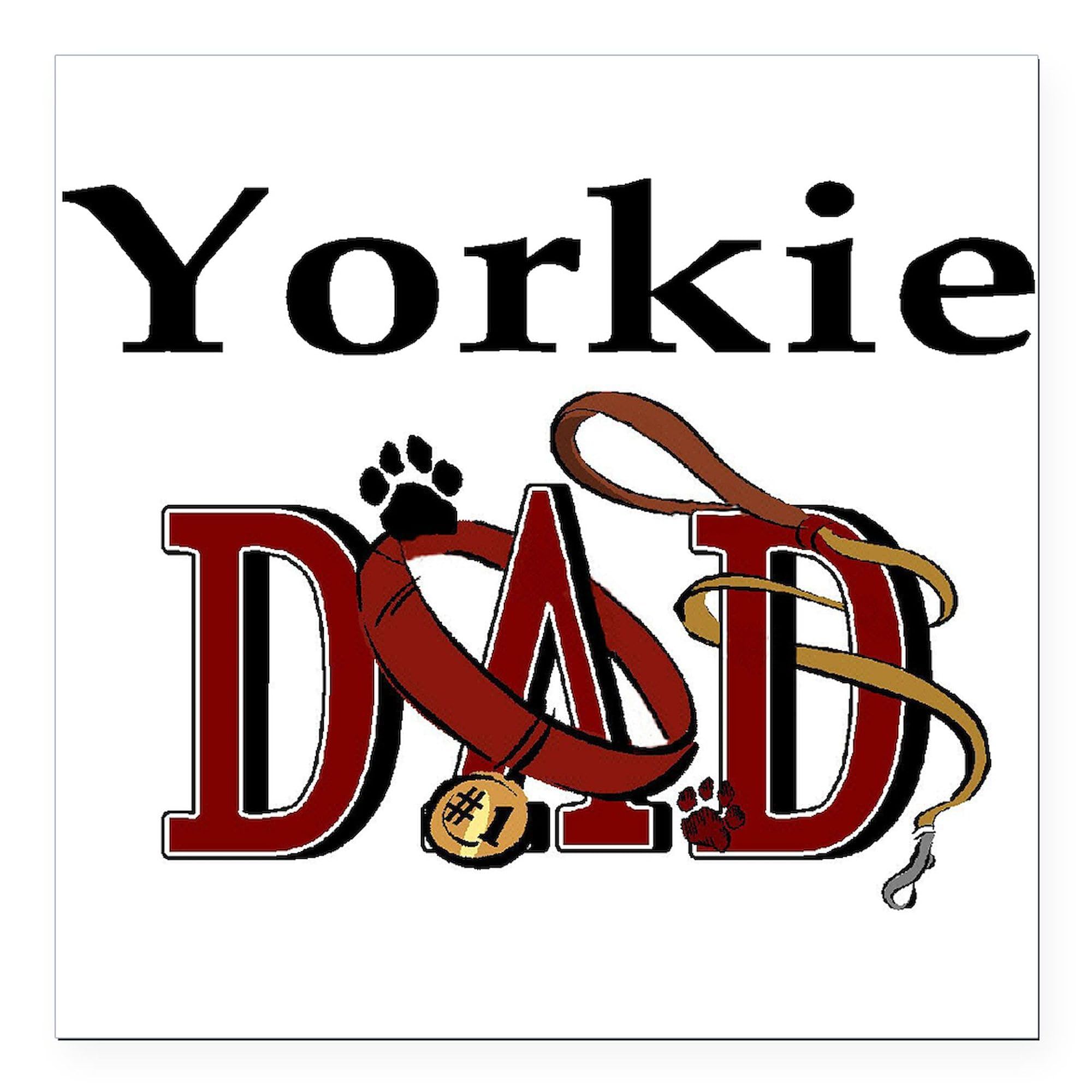 Yorkie Dad Dark Square Car Magnet 3x3 Inch - Funny Dog Lover Bumper Sticker for Cars, Trucks & Vehicles - Perfect Gift for Yorkie Owners & Pet Lovers