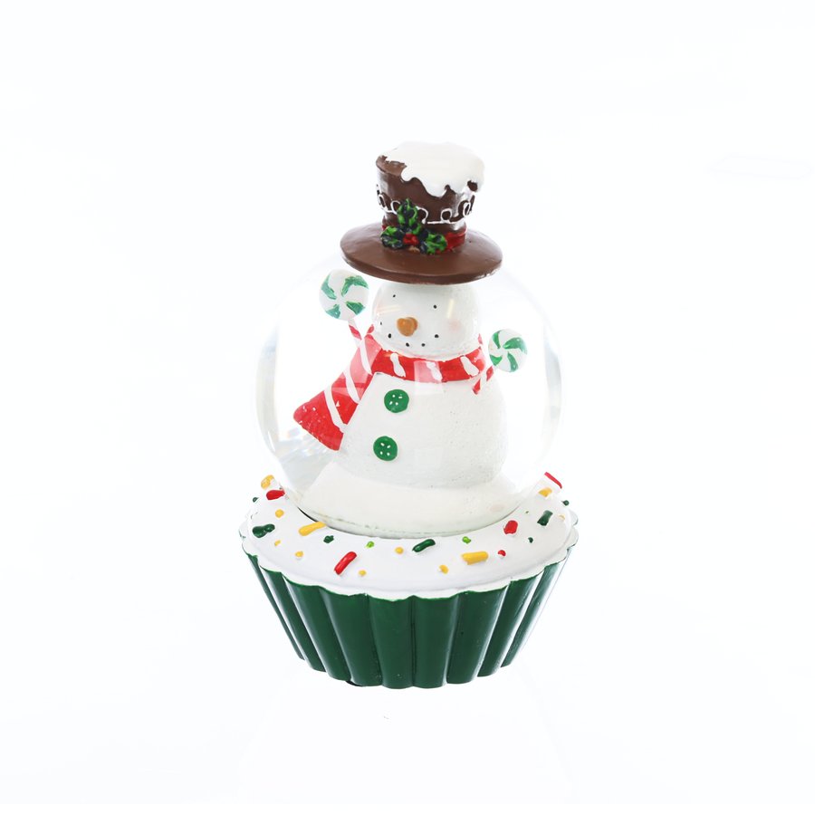 ART PRINT APJ Cupcake Snow Globe with Snowman Design (350g) - Perfect for Christmas Decorations, Gifts, and Winter Home Decor