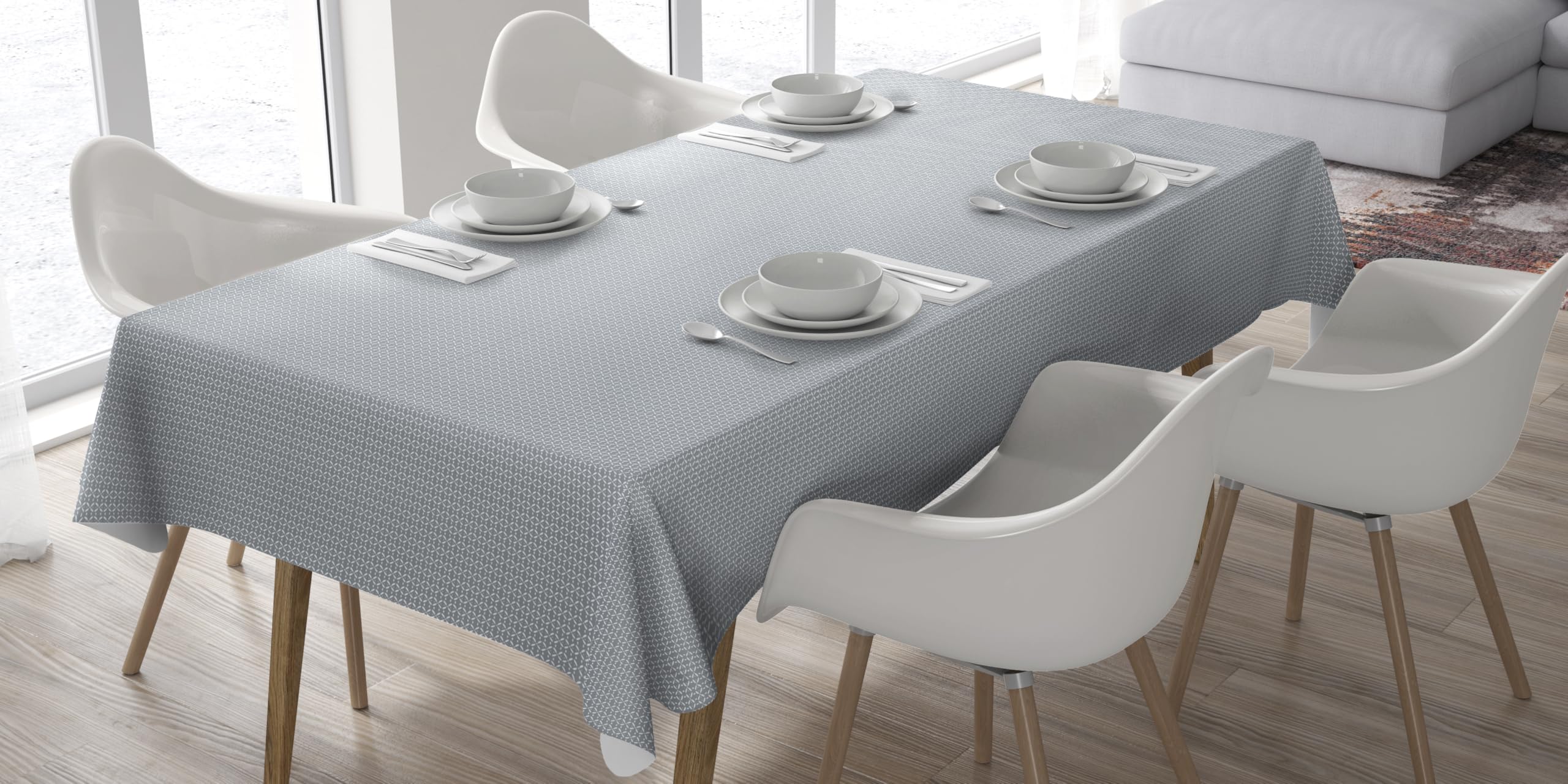 Premium Rectangular PVC Oilcloth Tablecloth 55x70 Inch (140x180cm) - Light Grey Waterproof & Wipe Clean Table Cover for Dining, Kitchen, Outdoor Picnics & Parties