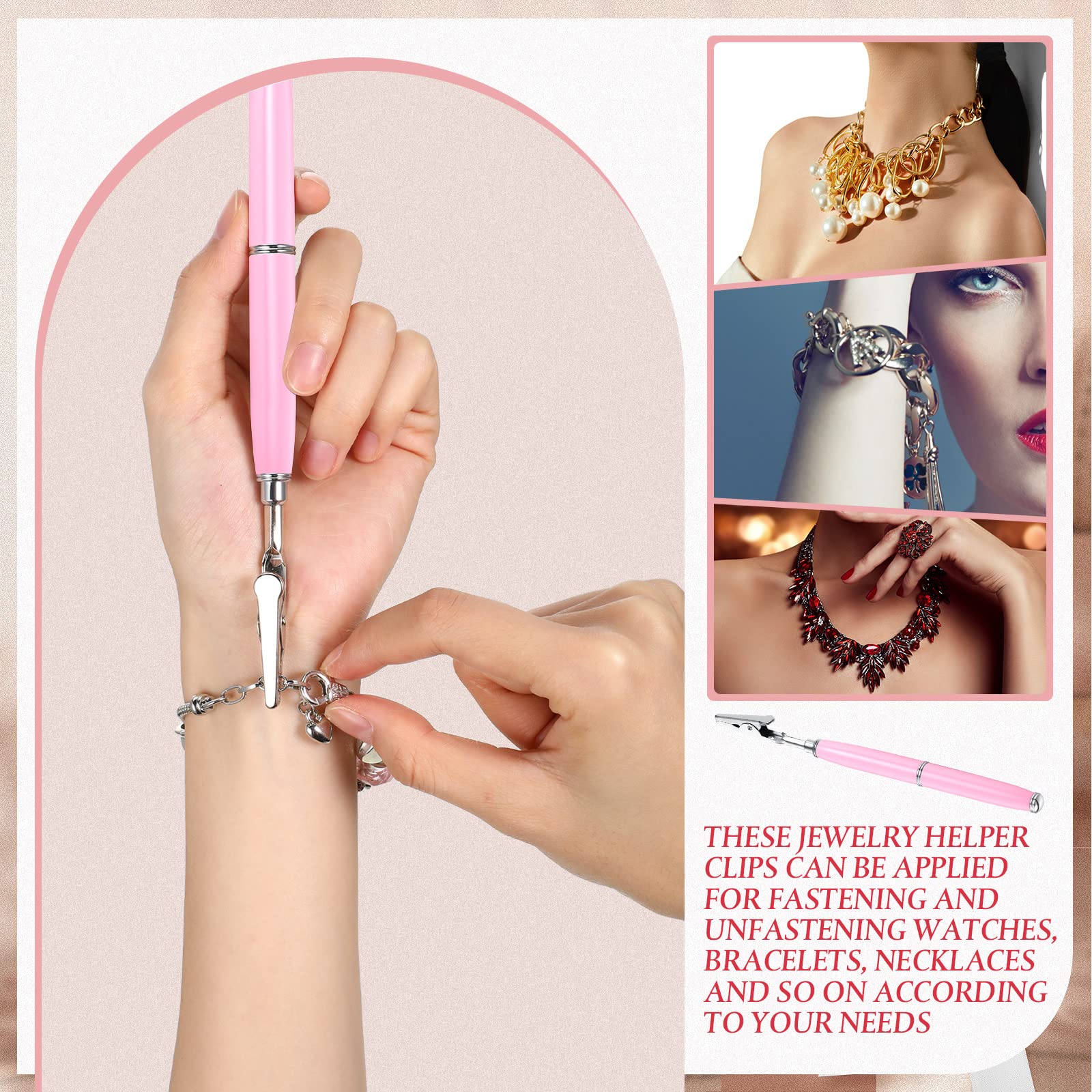Pink Bracelet Helper Tool - 6.9 Inch Jewelry Fastening Aid for Women | Watch Clasp Assistant with Gift Box | Perfect for Solo Bracelet Wearing & Jewelry Gifting