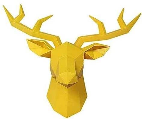 Geometric Stag Head Wall Sculpture - Modern Faux Deer Head Wall Art Decor for Living Room, Bedroom & Office - Handcrafted Animal Statue for Rustic & Contemporary Home Decor