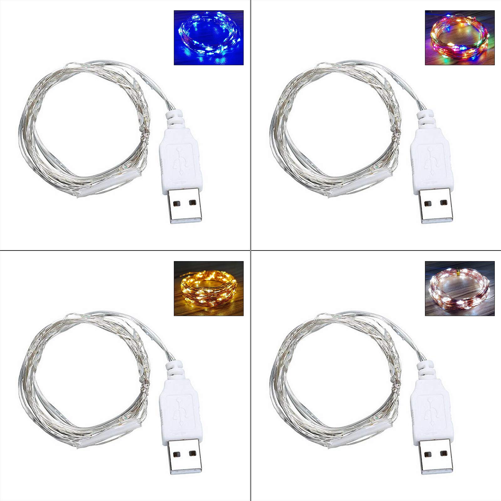 30 LED 9ft USB Fairy String Lights - Silver Wire Christmas Wedding Party Decorations for Indoor Outdoor Home Garden Bedroom Patio Decor