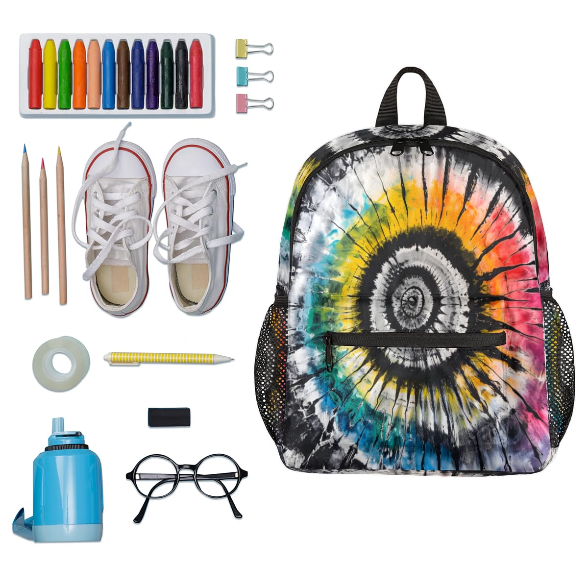CFPOLAR Tie Dye Kids Backpack for Boys & Girls - Cute Lightweight Toddler Backpack with Chest Strap for Preschool, Kindergarten & Elementary School - Perfect Mini Shoulder Bookbag for Daily Use, Travel & Outdoor Activities