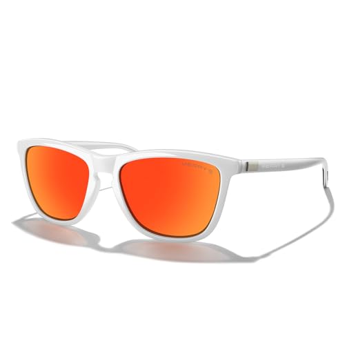 White Frame/Red Mirror Lens/Silver Temples
