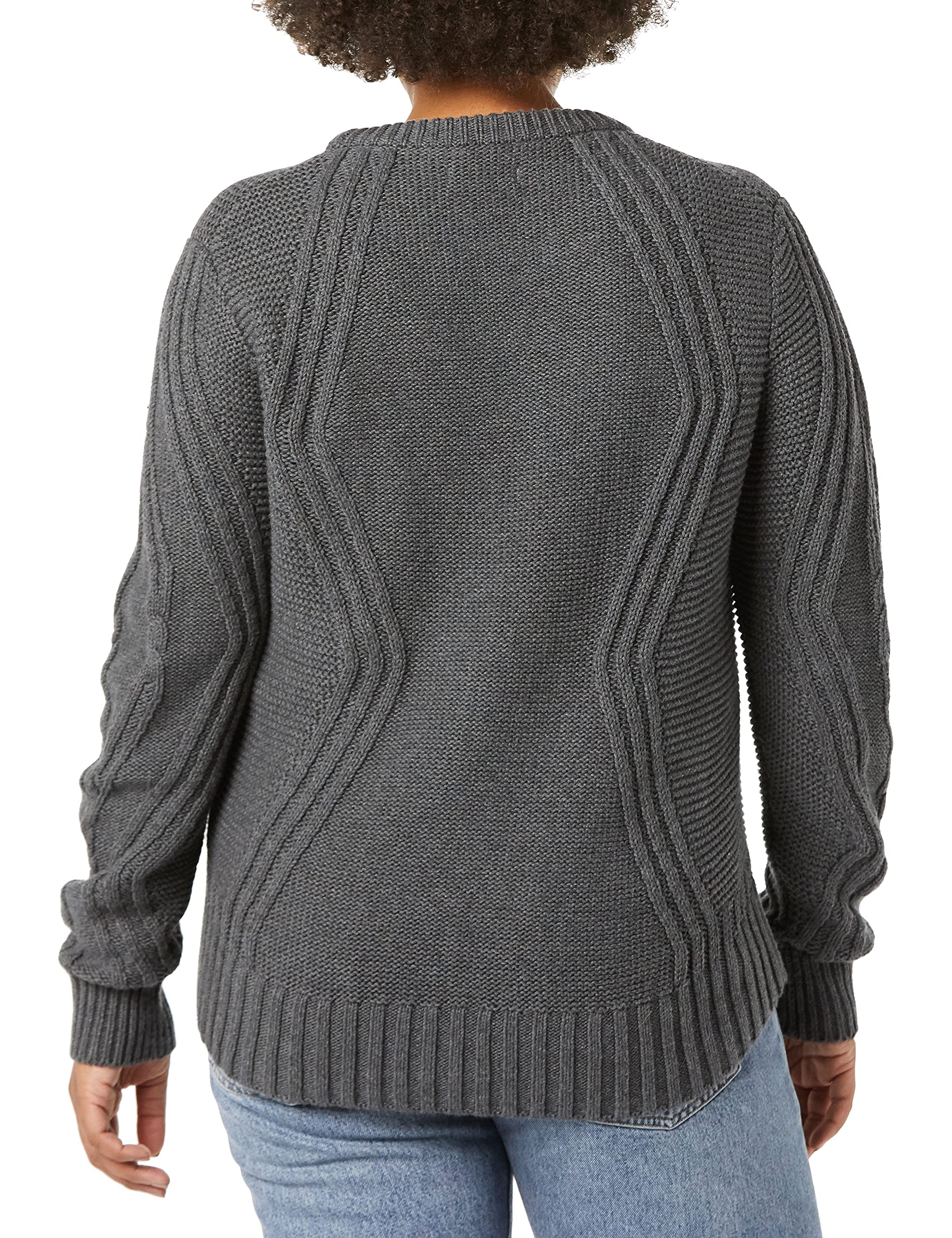 Amazon Essentials Women's 100% Cotton Cable Knit Crewneck Sweater - Cozy Winter Pullover for Casual Wear & Office Outfits