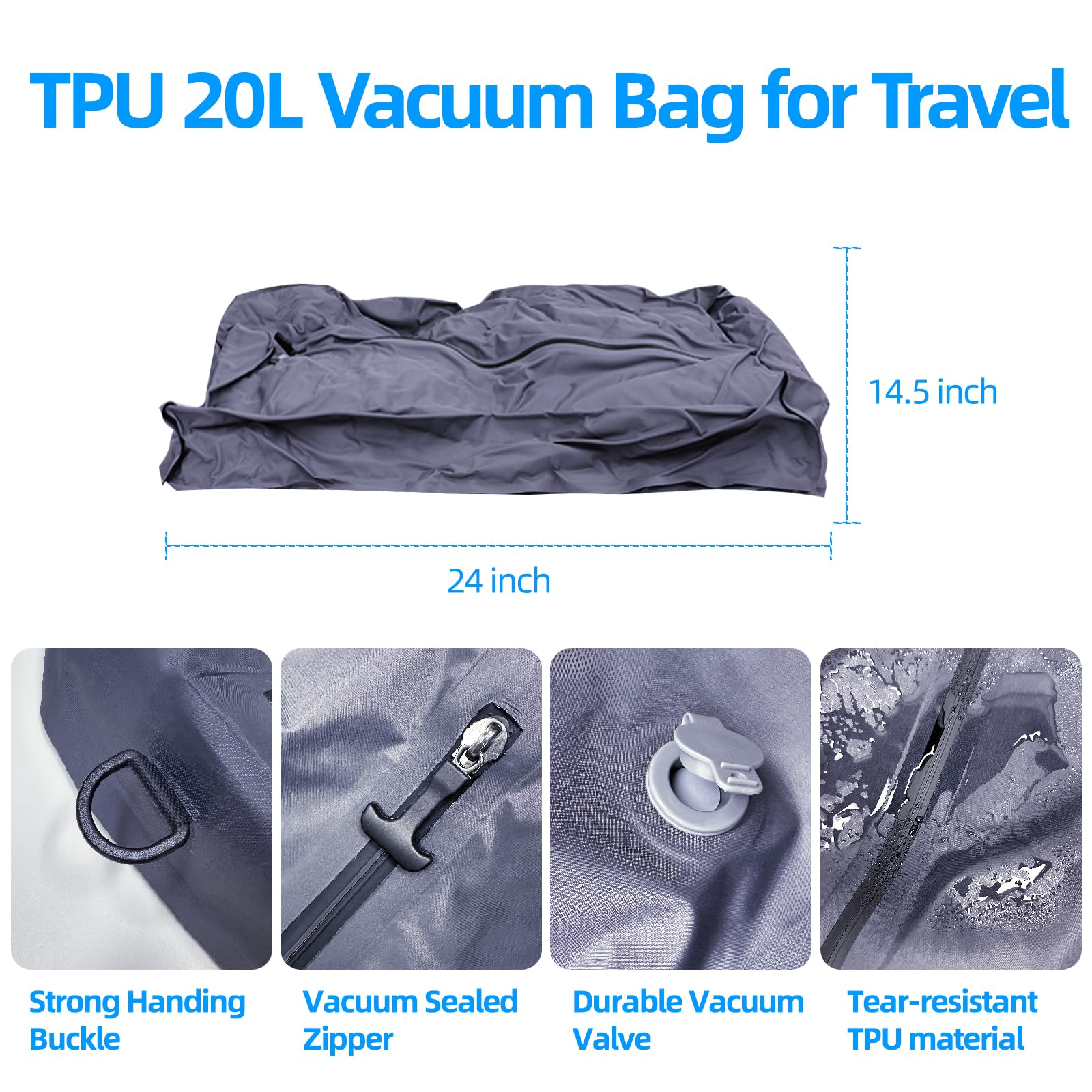 60L Expandable Travel Backpack with Vacuum Bags - Flight Approved Carry On Backpack for Men & Women, 19 Inch Laptop Compartment & Luggage Organizer - Perfect for Air Travel, Camping and Business Trips