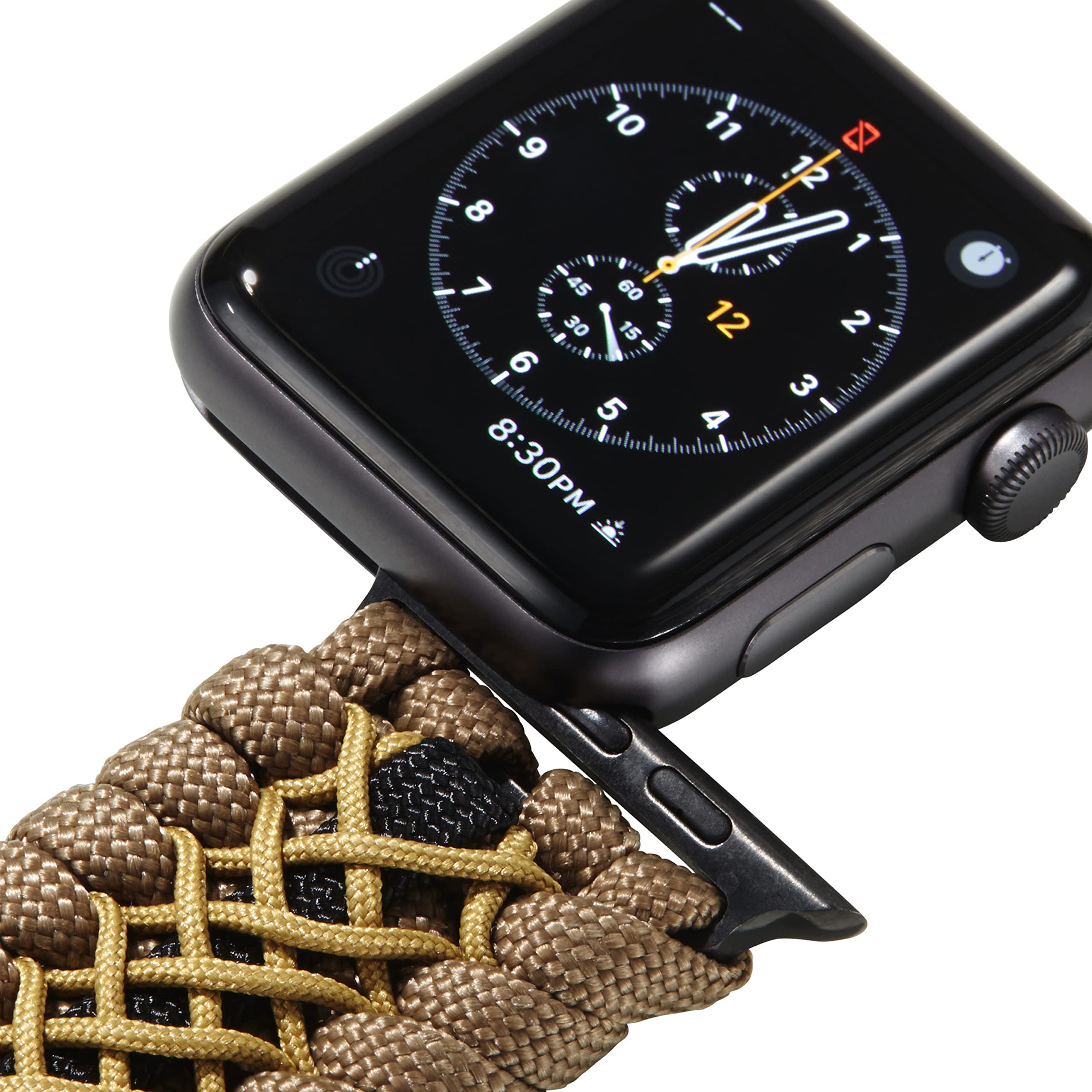 550 Paracord Survival Watch Band for Apple Watch Series 42mm 44mm 45mm 49mm - Adjustable Military-Grade Nylon Strap with Stainless Steel Shackle (Brown/Khaki/Black) - Perfect for Outdoor Adventures, Hiking, Camping & Emergency Preparedness