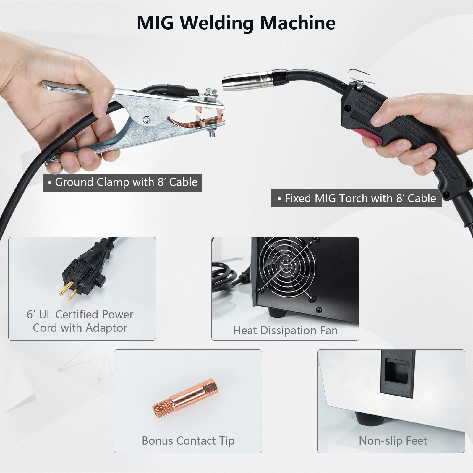 Goplus MIG 140 Welder - 120V Flux Core Welding Machine with IGBT Inverter Technology, Integrated MIG Torch & Earth Clamp (Includes Bonus Adapter & Contact Tips) - Perfect for DIY Projects, Home Repairs, and Metal Fabrication