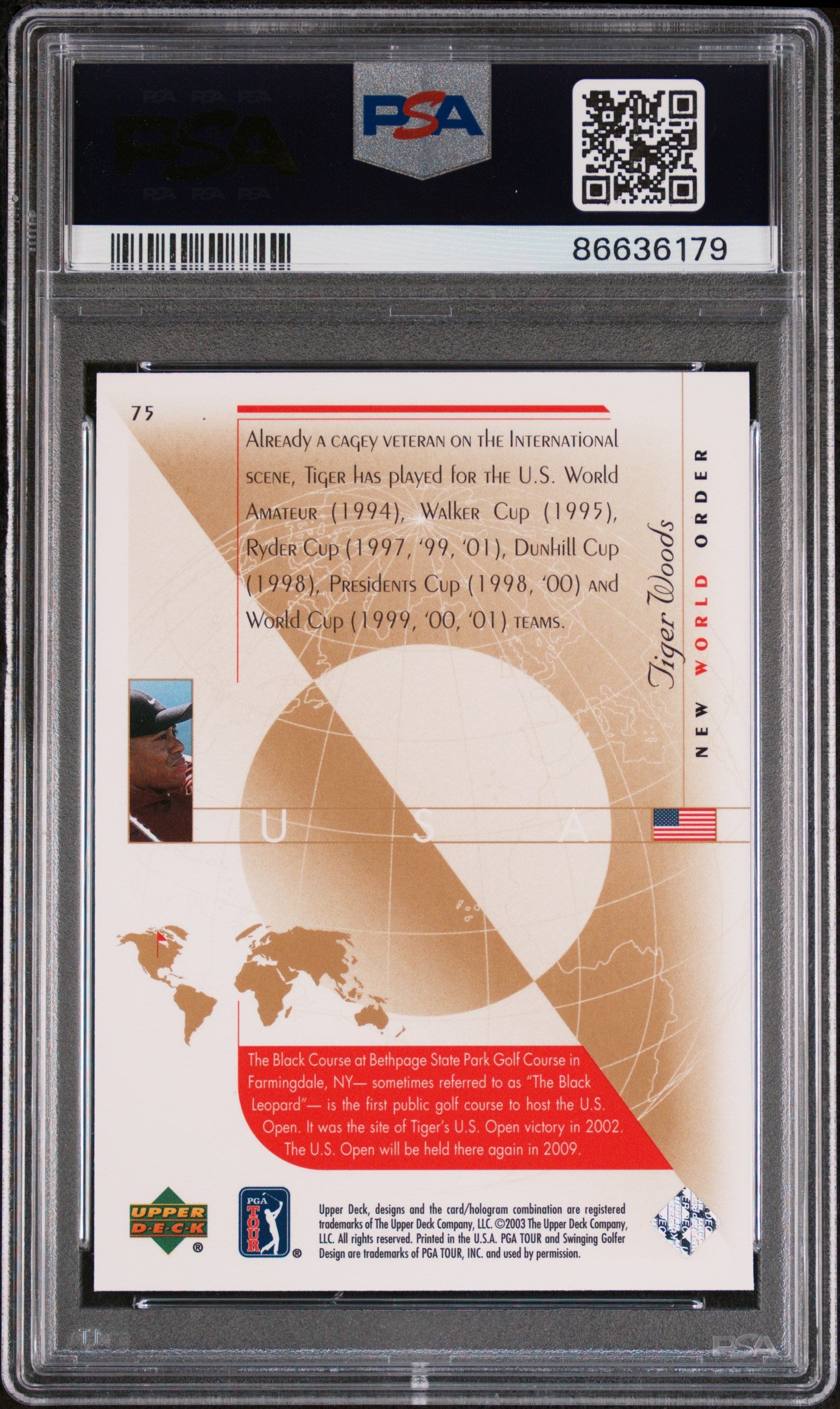 2003 Upper Deck Golf Tiger Woods #75 PSA 9 Graded Card - Rare Collectible for Sports Memorabilia Fans & Golf Enthusiasts - Perfect for Display, Investment, or Gift Giving