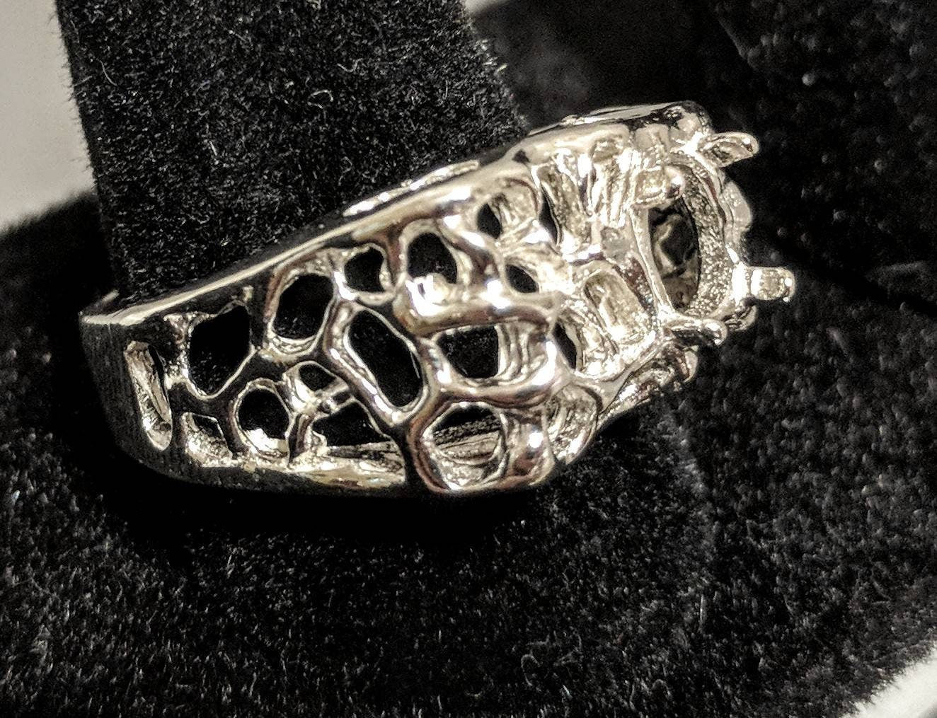10K Gold or Sterling Silver Men's 8x6mm Oval Mesh Freeform Blank Ring - Sizes 9 & 11 (Setting 163 299/143 299) - Perfect for Weddings, Engagements & Everyday Wear