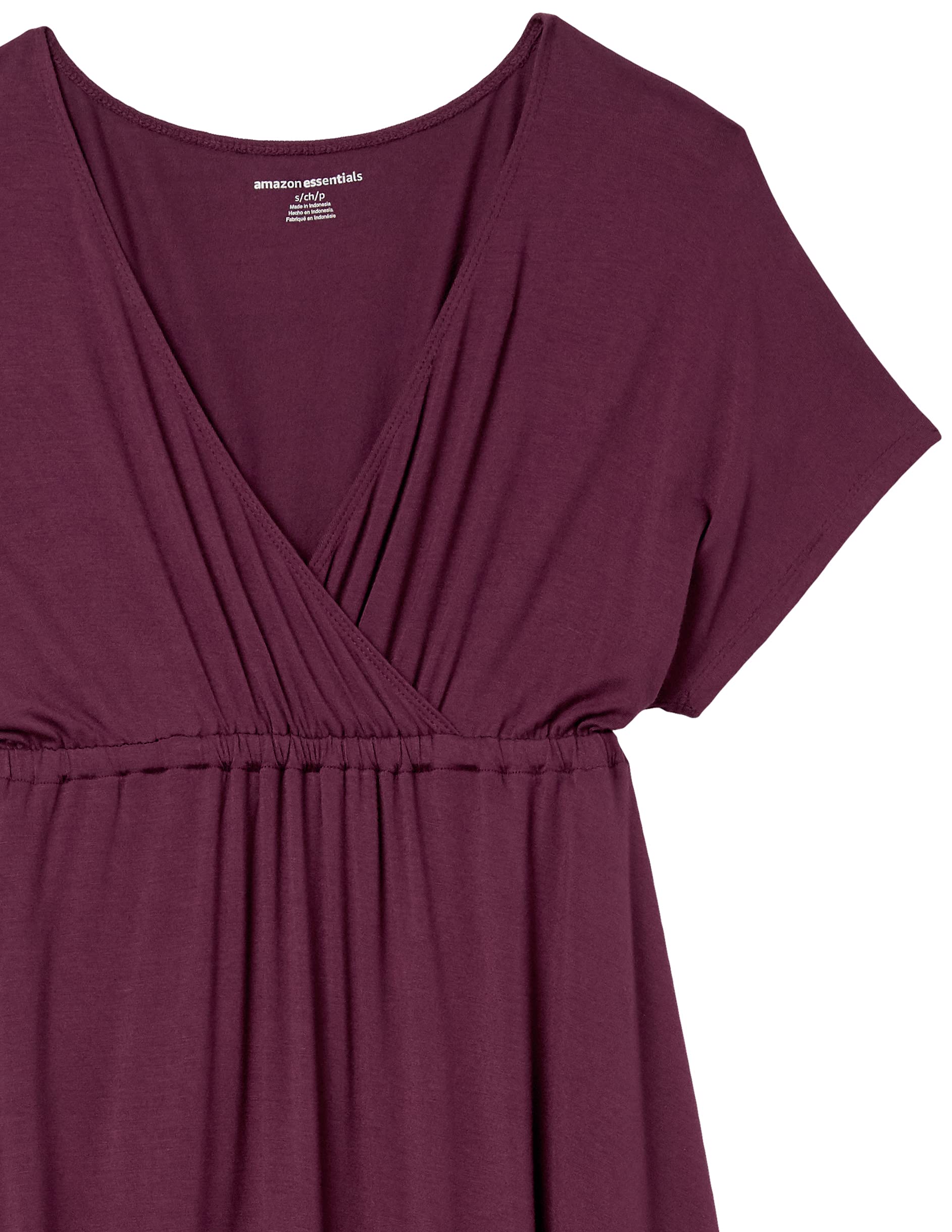 Amazon Essentials Women's Surplice Dress - Flattering Wrap Style, Plus Size Options, Perfect for Work, Date Night & Summer Vacations