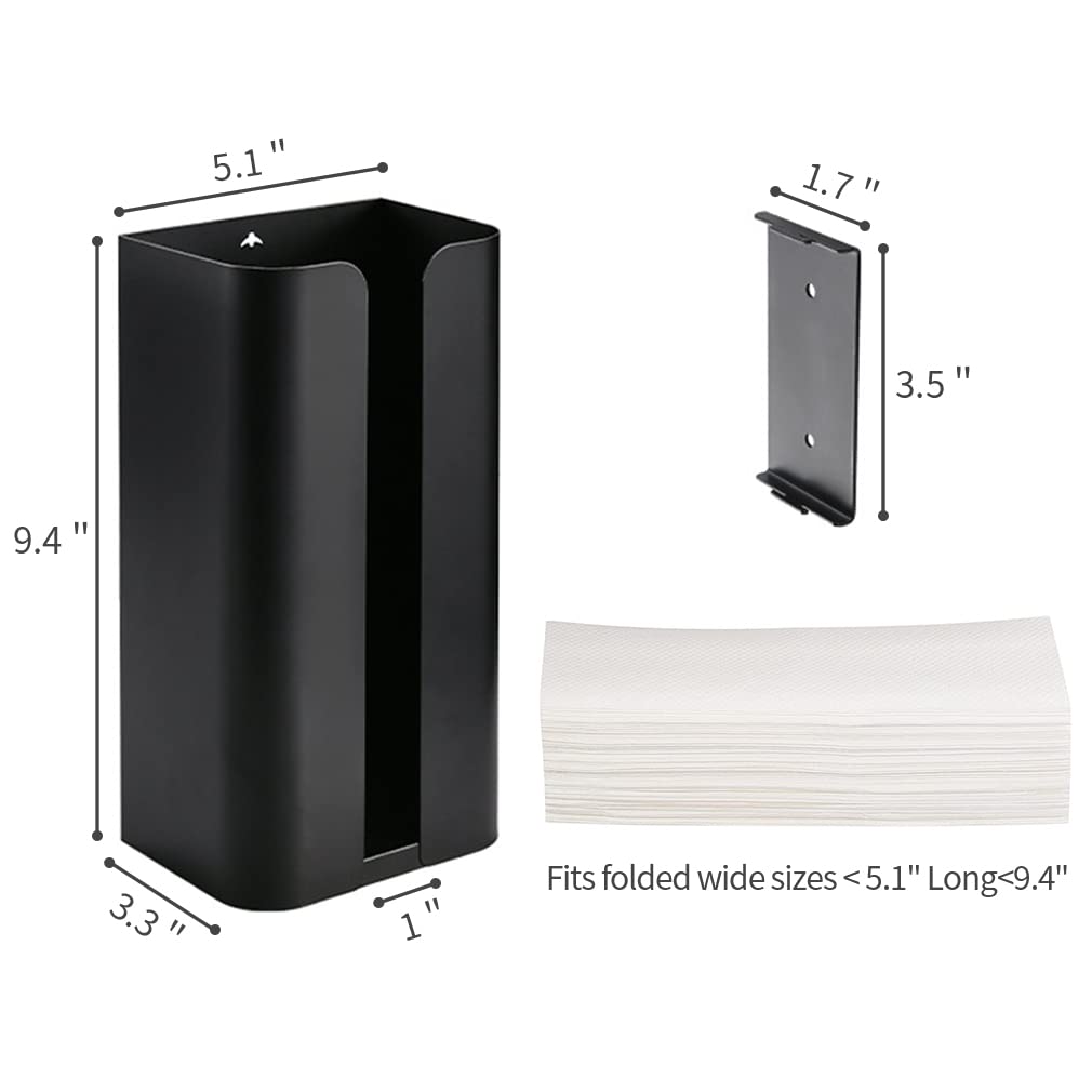 Stainless Steel Wall Mounted Tissue Box Dispenser - Paper Towel Holder for Bathroom, Kitchen & Office - Space Saving Home Organization Solution