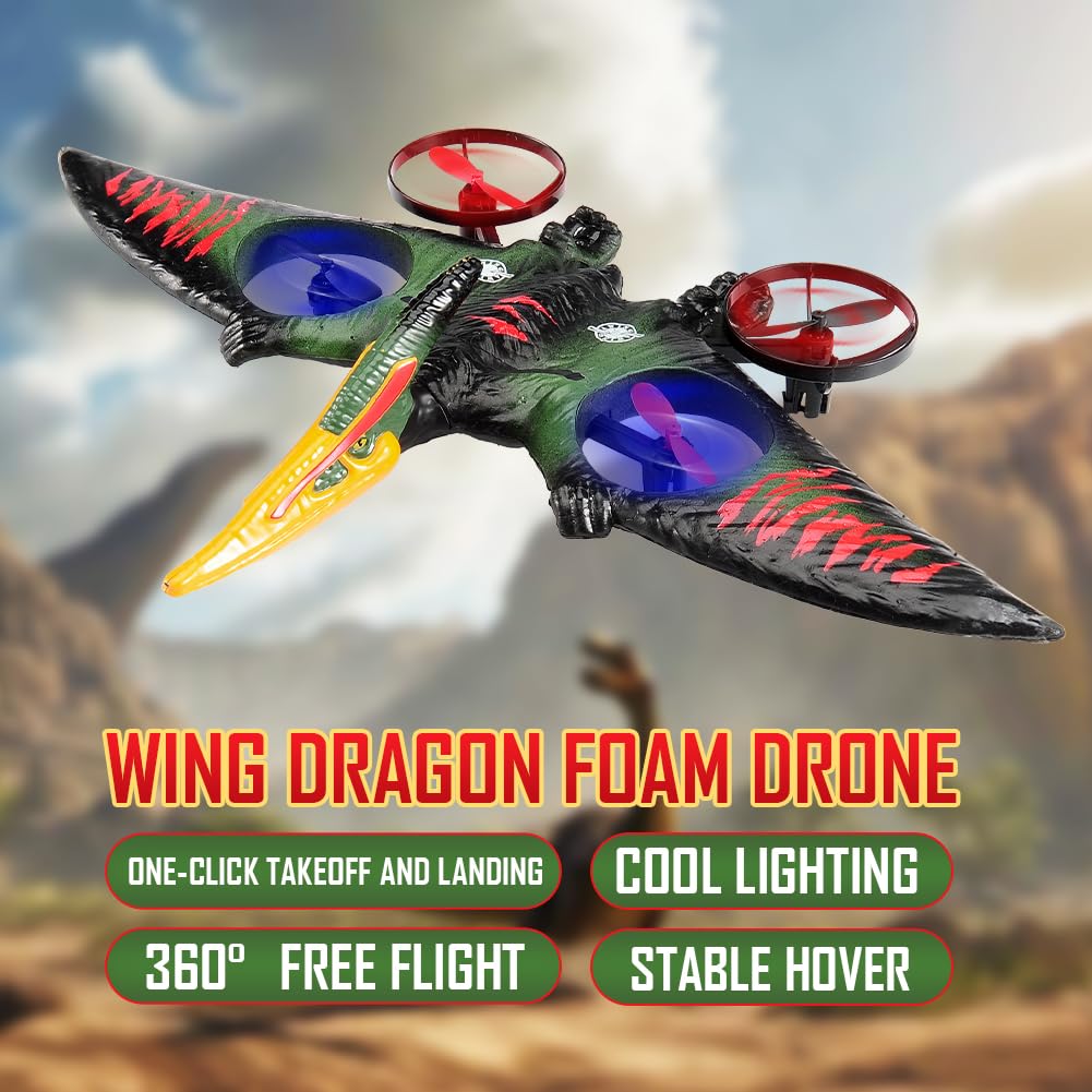 **Pterodactyl Dinosaur RC Drone for Kids & Adults - Easy to Fly Remote Control Dragon Toy Plane, Beginner-Friendly Hobby Aircraft - Perfect Birthday Gift for Boys & Girls (Indoor/Outdoor Play, STEM Learning, Party Favors)**
