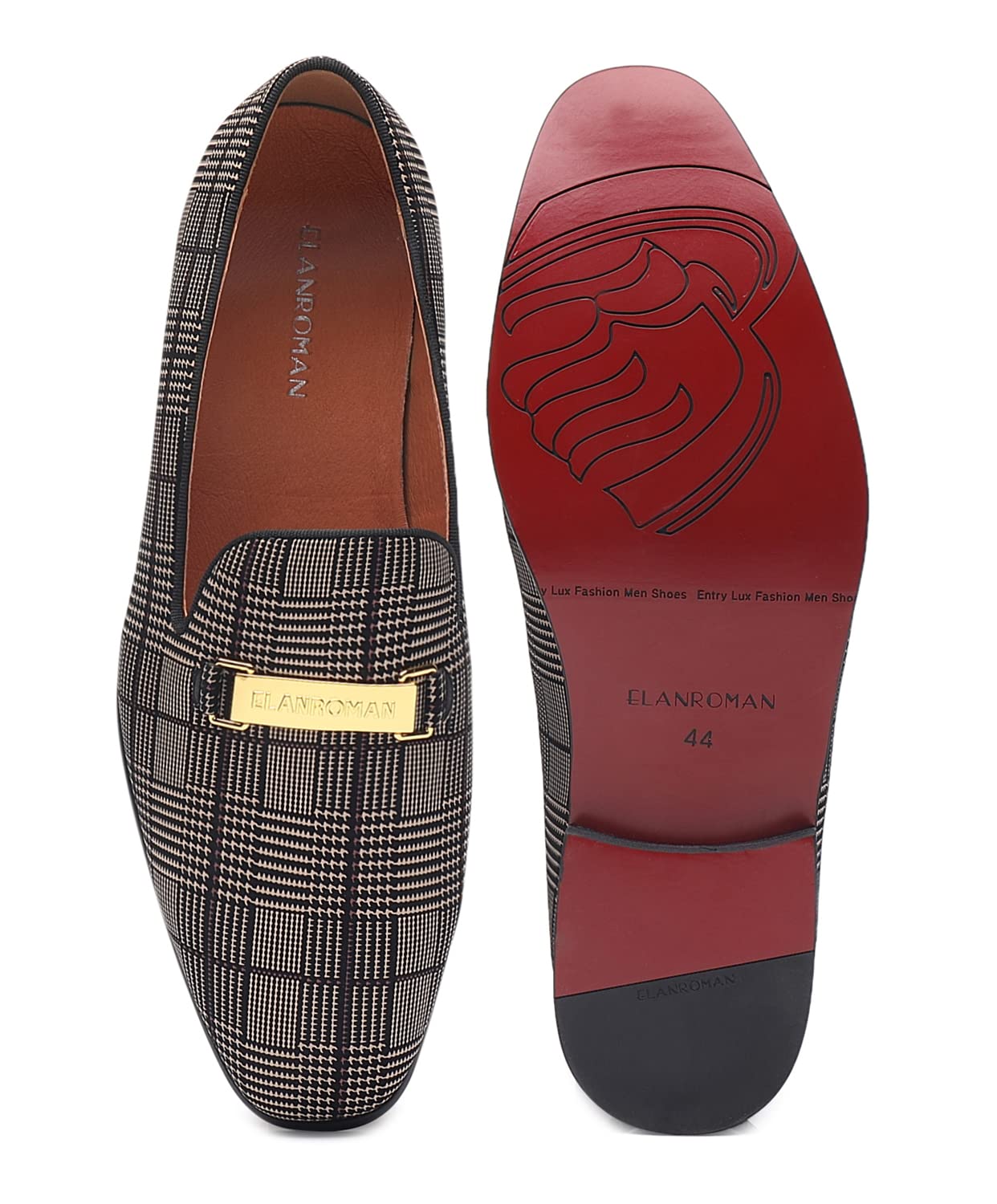 ELANROMAN Men's Gold Buckle Loafers - Stylish Slip-On Penny Loafers for Wedding, Party & Business Casual (Perfect for Formal Events, Office & Daily Wear)