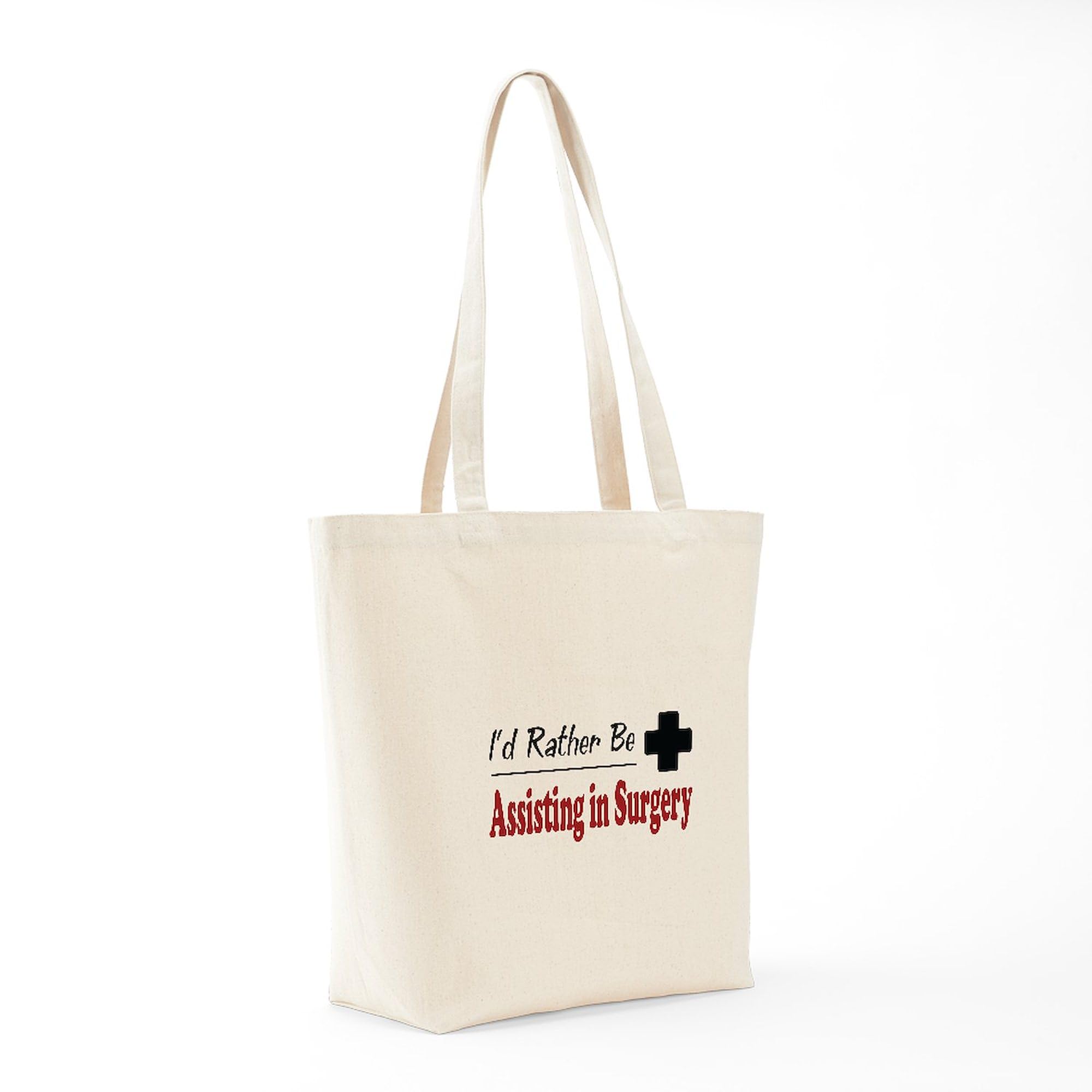 Rather Be Assisting In Surgery Tote Bag - Natural Canvas Reusable Shopping Bag for Nurses, Medical Students & Healthcare Professionals - Perfect for Work, Groceries & Everyday Use